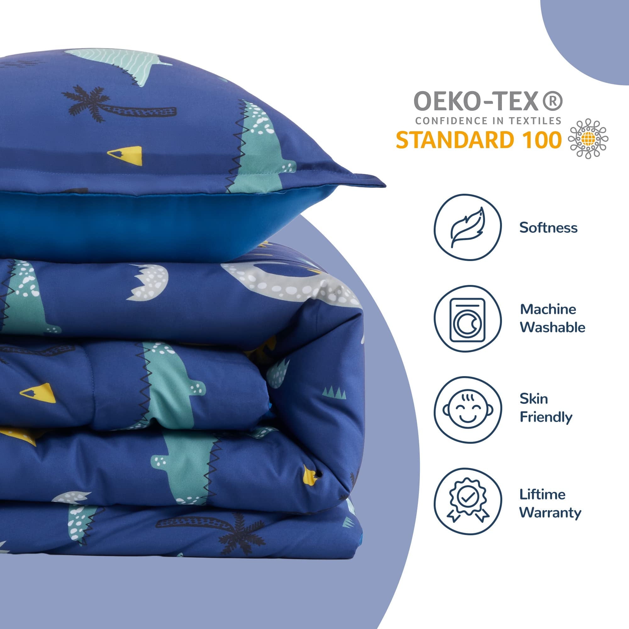 Hypoallergenic Cloud Kids Bedding Comforter Set Twin/Twin Xl Size - Super Soft & Cute Printed 2-Piece Comforter Set All Seasons for Boys, ... - Luxurious Quilted Duvet Cover Set Detail