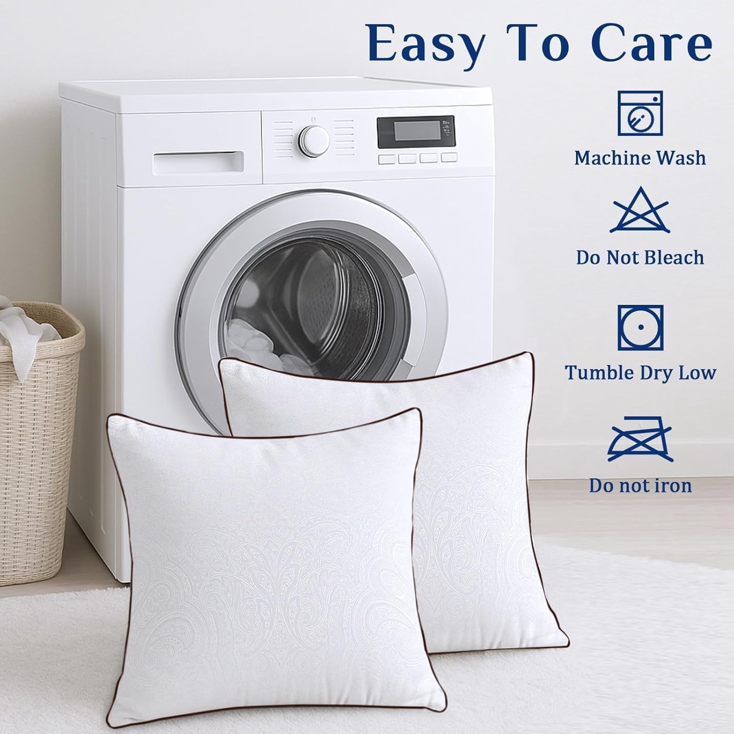 Hotel Collection for Sleeping, Soft and Supportive Throw for Couch, Bed and Sofa, Down Alternative Pillow, 26x26 Inches - Ergonomic Memory Foam Pillow for Neck Pain Support Detail