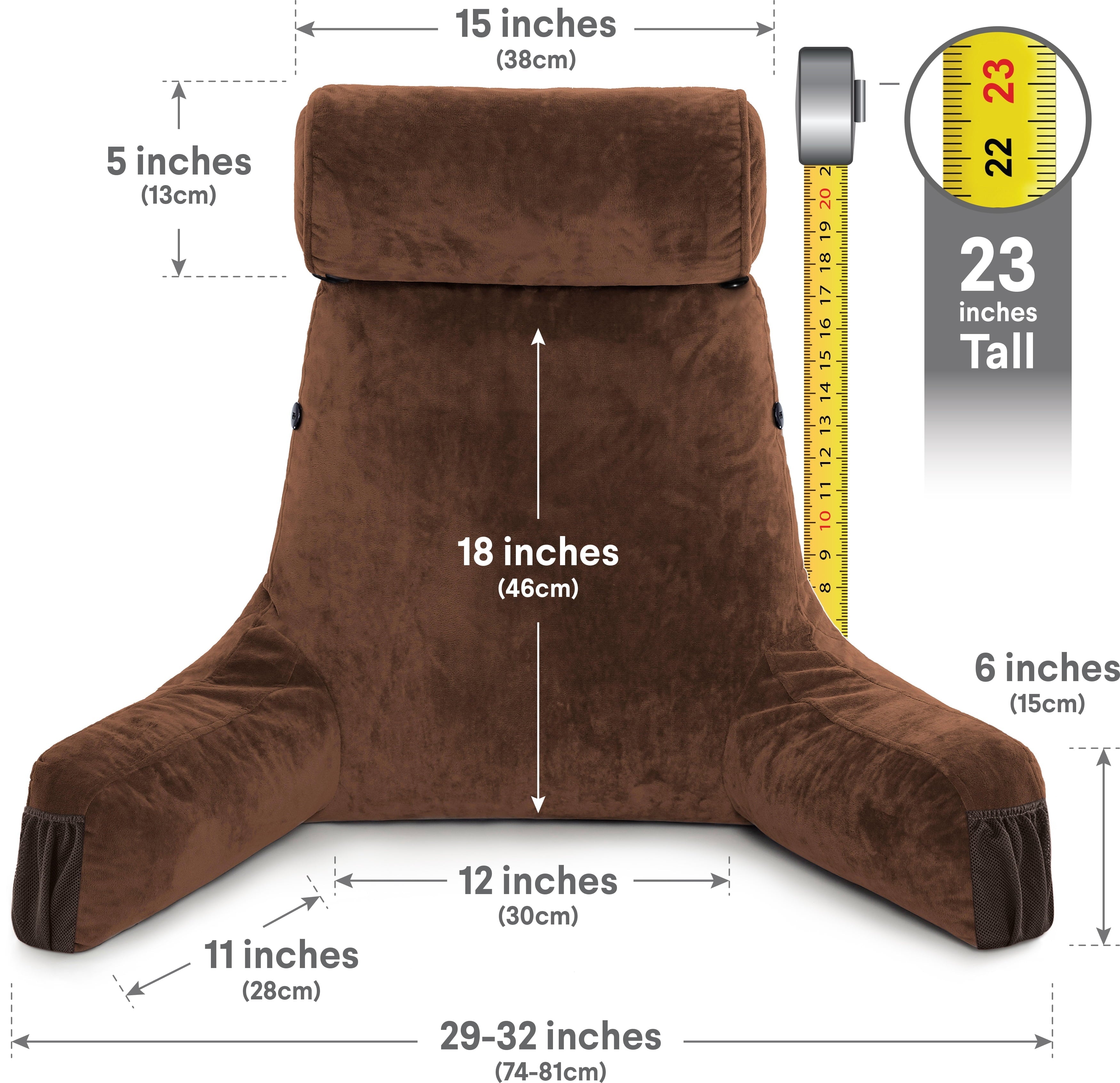 Hotel Collection Medium Chocolate Brown, Backrest - Detach Neck Roll, Removable Cover - Decorative Throw Pillow Cushion for Sofa & Bed Detail