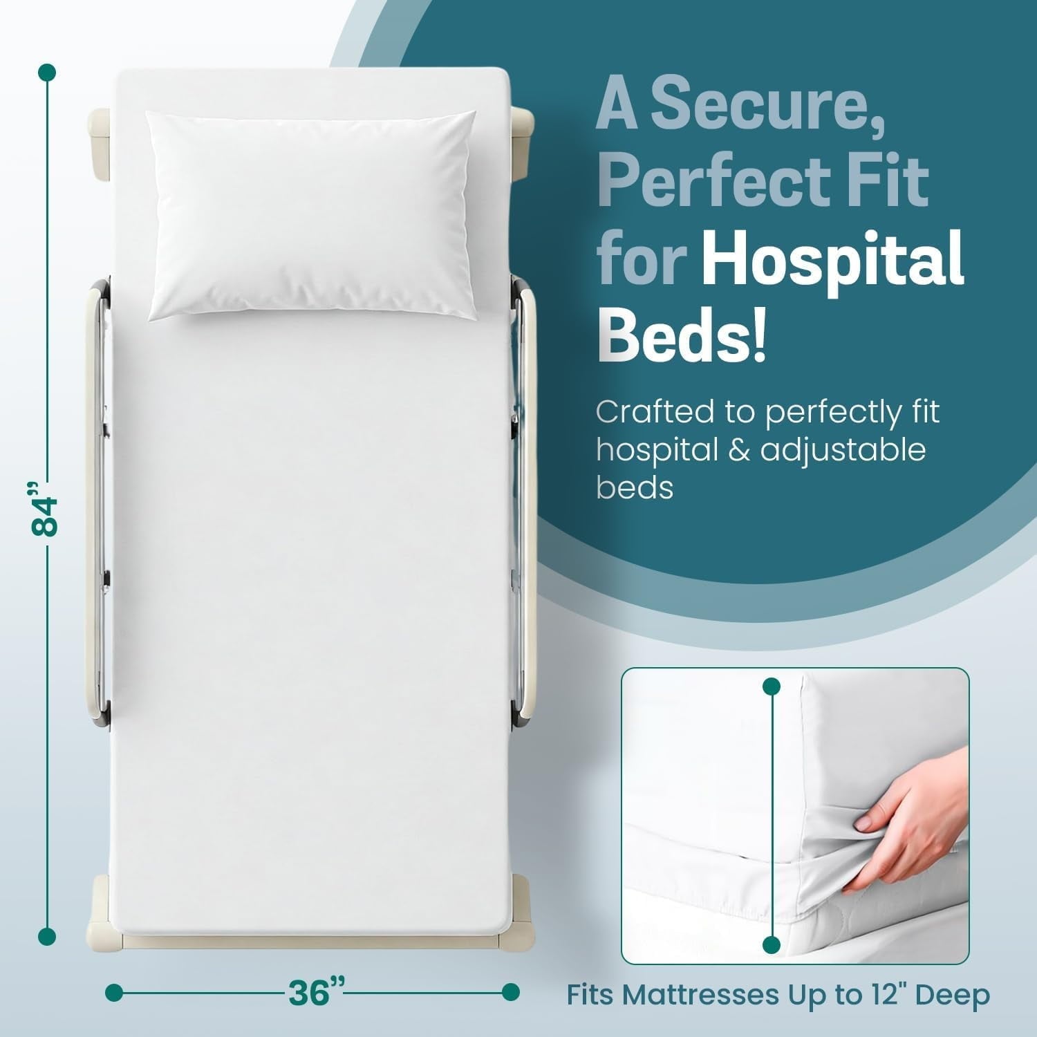 Cooling Sateen 2 Pack Fitted Hospital Bed Sheets with Elastic All Around for a Double Brushed Ultra Soft Breathable 100% Microfiber ... - Cooling Hotel Quality Bedding Sheets and Pillowcases Detail