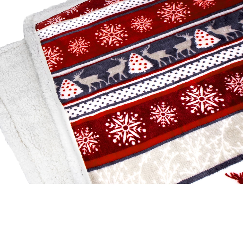 Super Soft Flannel Premium Plush Sherpa Throw Christmas Blanket | Soft, Warm, Cozy, Reversible Microfiber Winter Cabin Throw | Plaid Hol... - Lightweight Plush Warm Blanket for All Seasons Detail