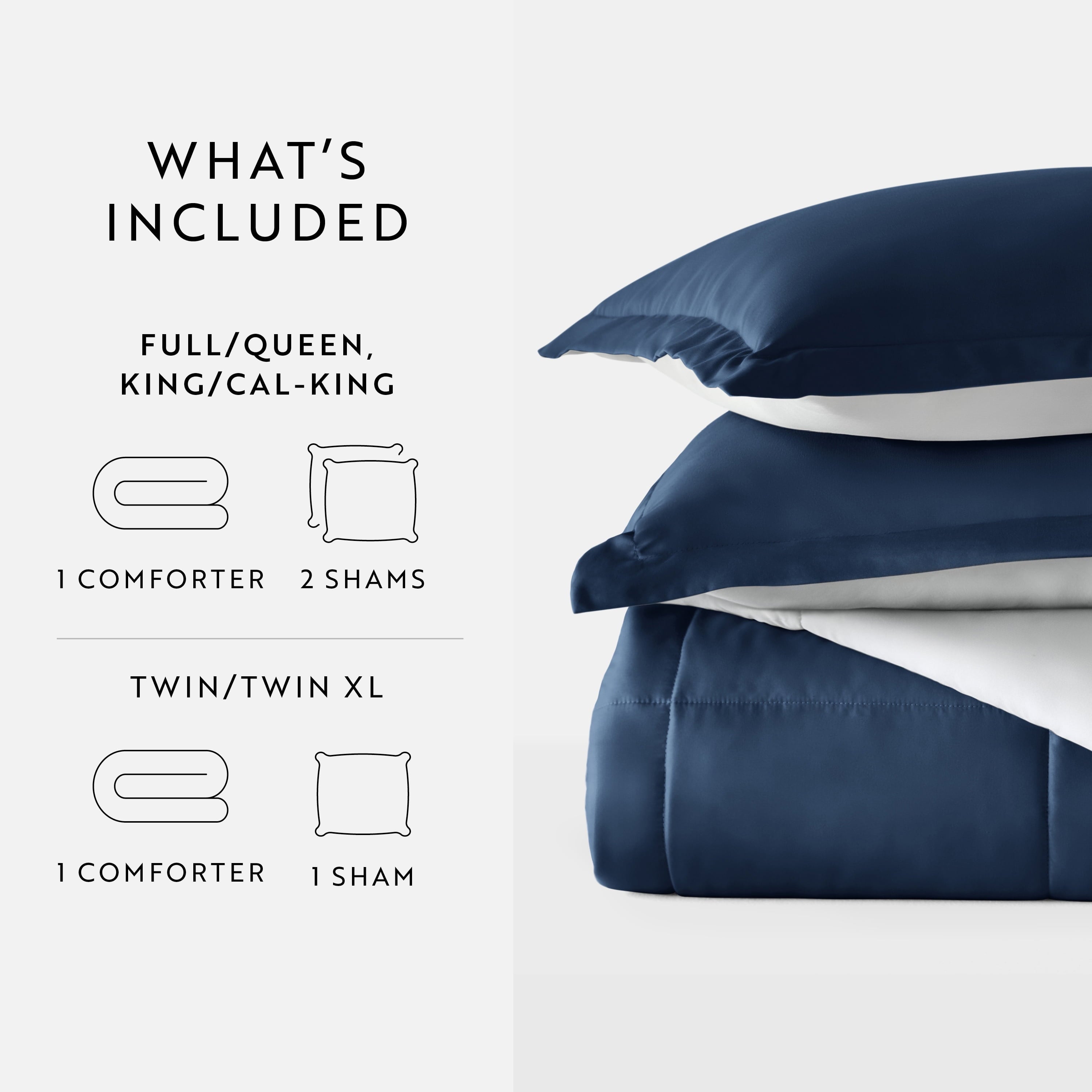 Fluffy Down Alternative 2-Piece Navy & Gray Reversible Down Alternative Comforter Set, Twin/Twin XL - Hypoallergenic Ultra-Fluffy Quilt for Winter Detail