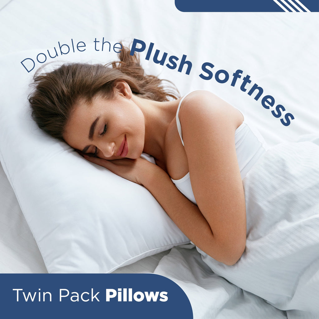 Hotel Collection 2-Pack Down Alternative White Bed Pillows, Standard - Decorative Throw Pillow Cushion for Sofa & Bed Detail