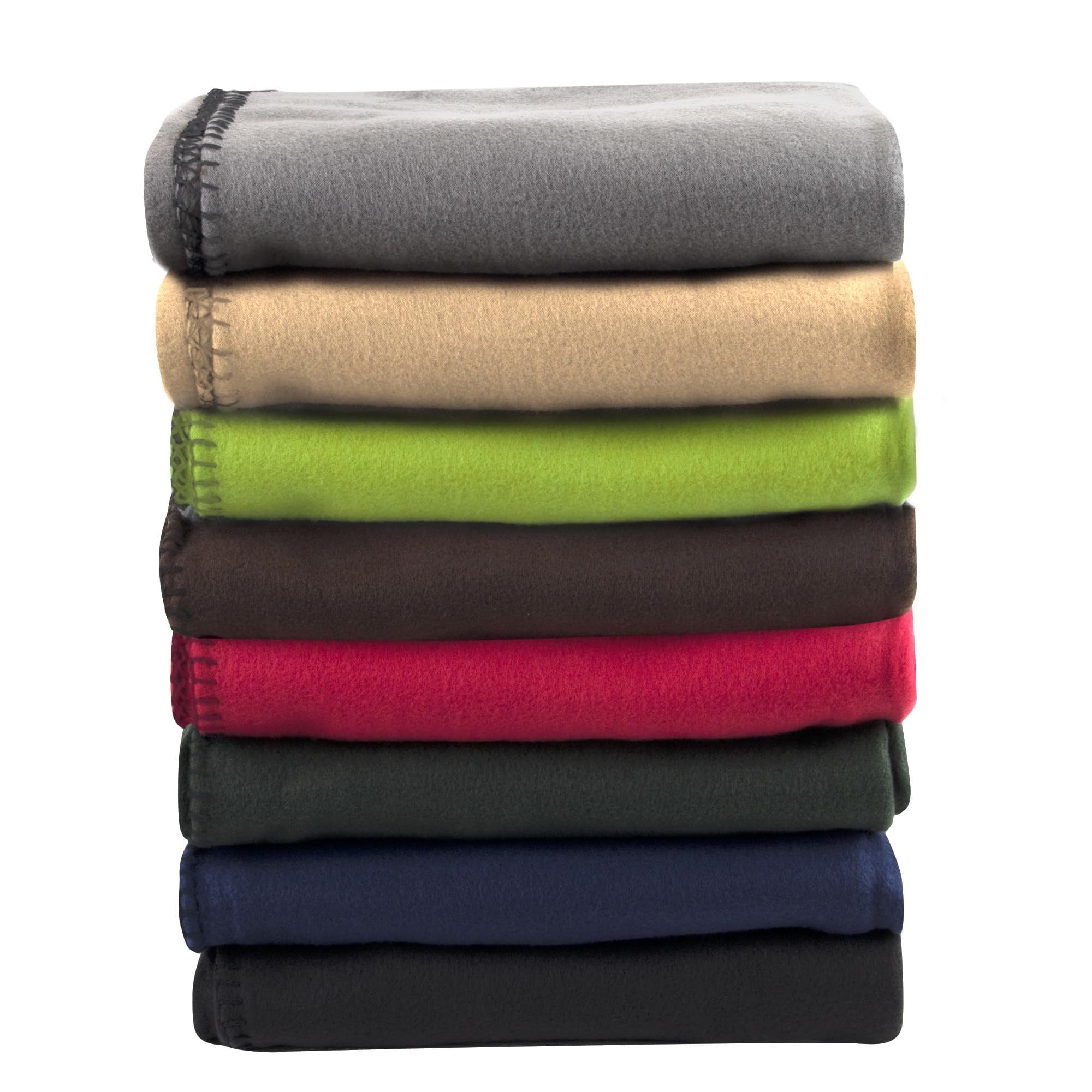 Reversible Sherpa 24 pack Trail maker 60”L x 50”W Solid Color Hypoallergenic Fleece Throw Blankets in Assorted Colors - Super Soft Reversible Sherpa Flannel Blanket Detail