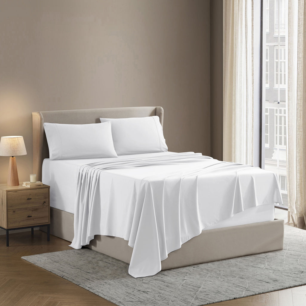 Breathable Luxury Set, Hotel Style Deep Pocket 4 Piece Bed , Luxury Soft Microfiber Sheet Sets, White - Luxury Bed Sheet Set with Deep Pockets Detail