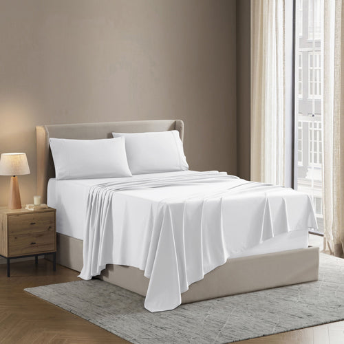 Breathable Luxury Set, Hotel Style Deep Pocket 4 Piece Bed , Luxury Soft Microfiber Sheet Sets, White - Luxury Bed Sheet Set with Deep Pockets Detail