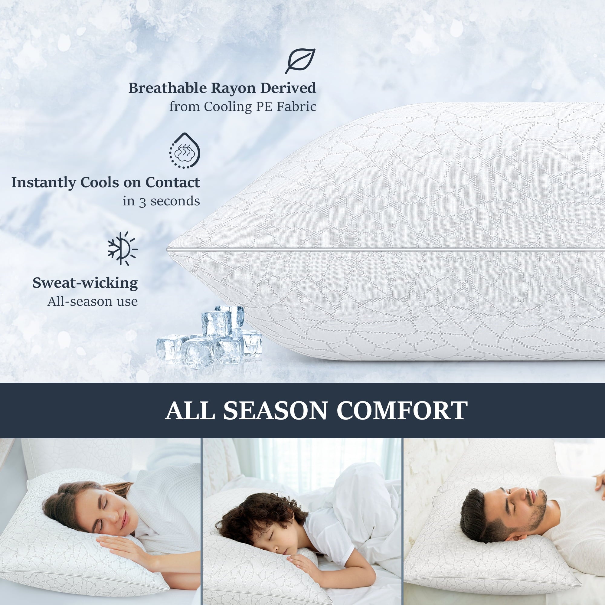 Hotel Collection Queen Size Bed Pillows 1-Pack,2.2lb High Quality Down Alternative Filled,3D Breathable Cover,Hotel Collection Pillows... - Orthopedic Shredded Foam Bed Pillow Set Detail