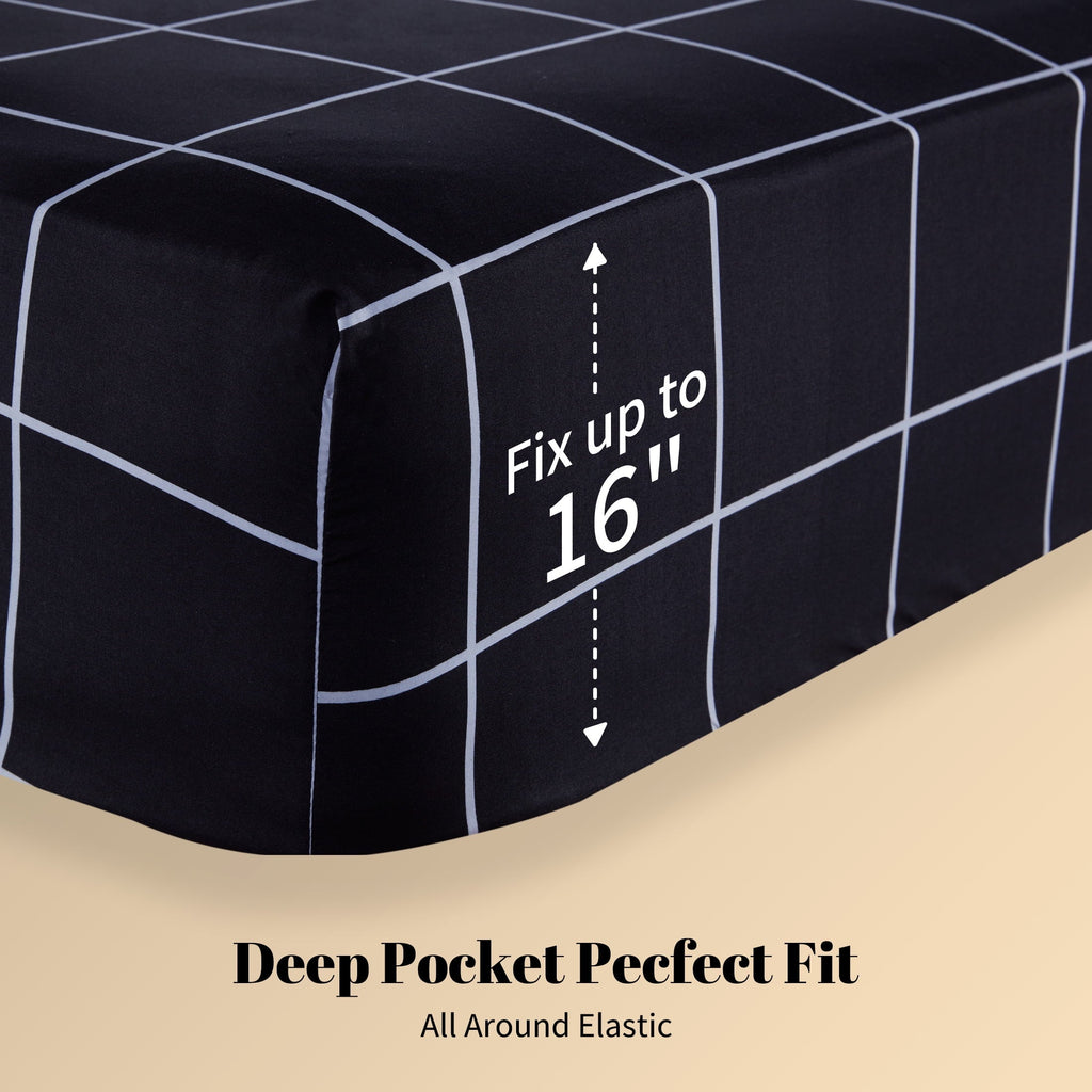 Wrinkle-Resistant Full Bed Sheet Set, 4 Pieces Breathable & Super Soft, Easy Care Printed Microfiber with Deep Pocket & Envelope Closur... - Premium Ultra-Soft Pillowcase Pair for Sleeping Detail