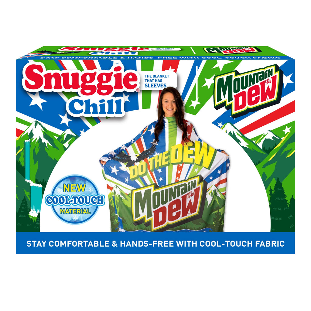 Super Soft Flannel Chill Wearable Blanket with Sleeves in Cool Touch Fabric, Mountain Dew Red White & Dew Americana - Super Soft Reversible Sherpa Flannel Blanket Detail