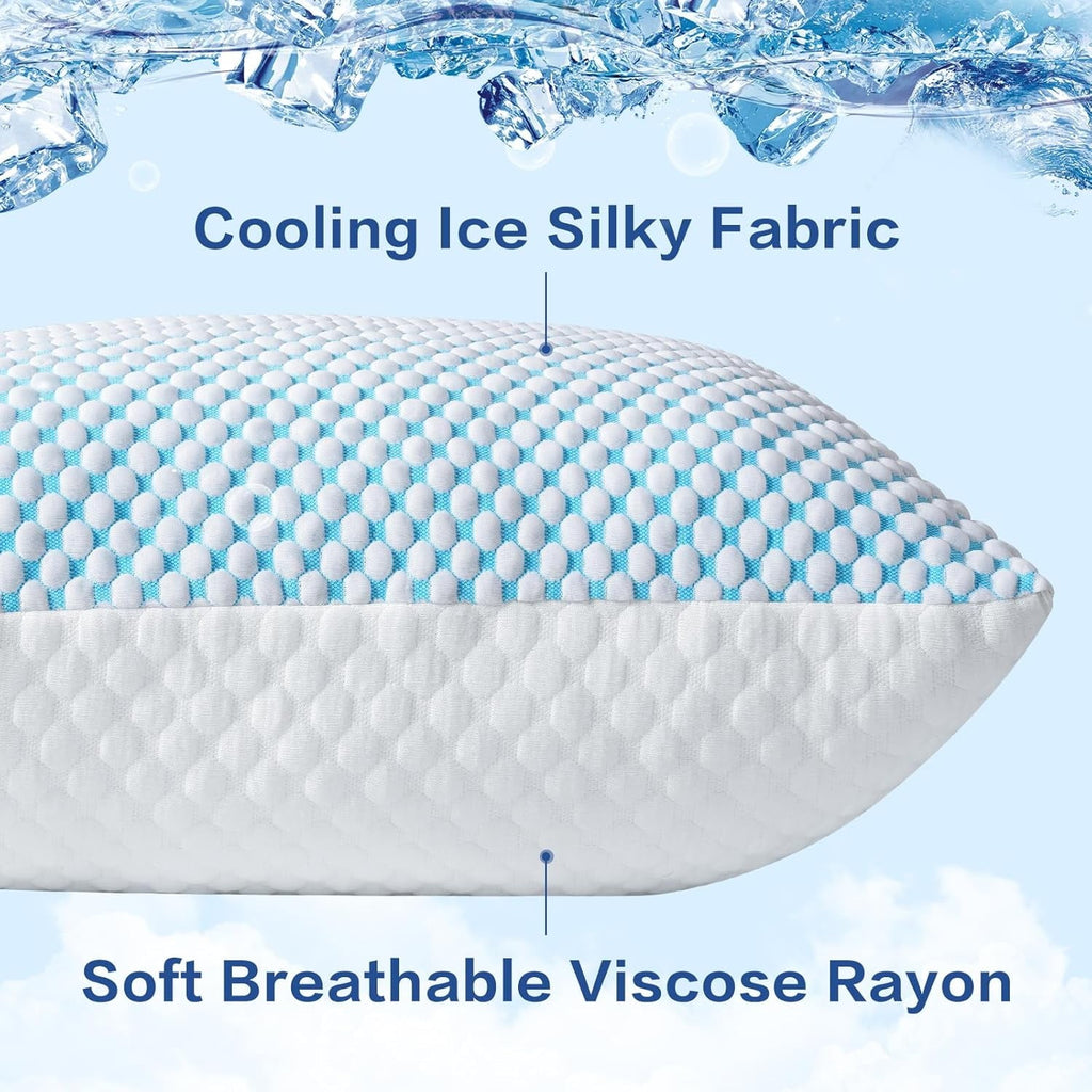Ergonomic Memory Foam 2 Pack Cooling Pillow for Sleeping, Memory Foam Pillows Cool Bed Pillows Hotel Reversible Pillow with Washable Remova... - Decorative Throw Pillow Cushion for Sofa & Bed Detail