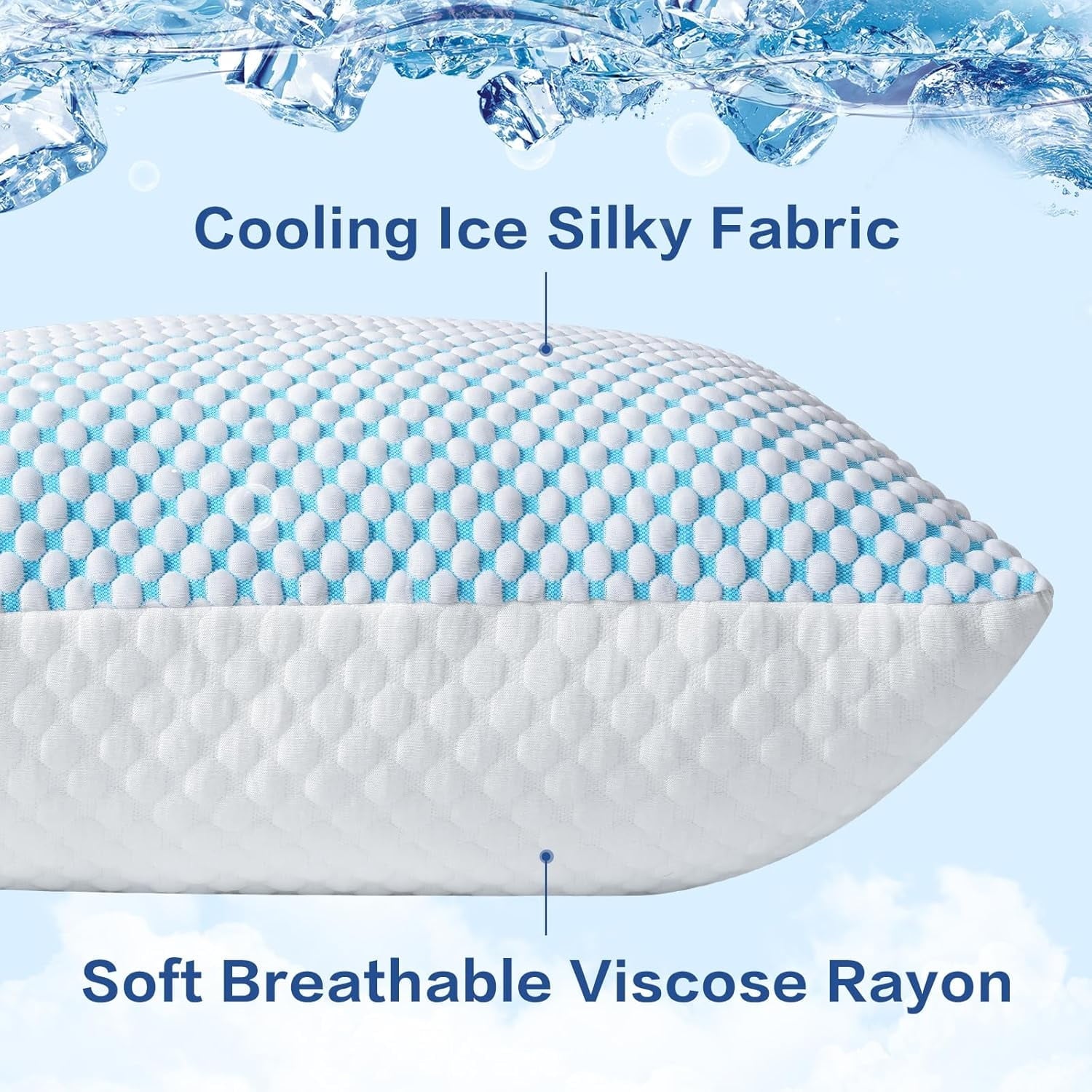 Ergonomic Memory Foam 2 Pack Cooling Pillow for Sleeping, Memory Foam Pillows Cool Bed Pillows Hotel Reversible Pillow with Washable Remova... - Decorative Throw Pillow Cushion for Sofa & Bed Detail
