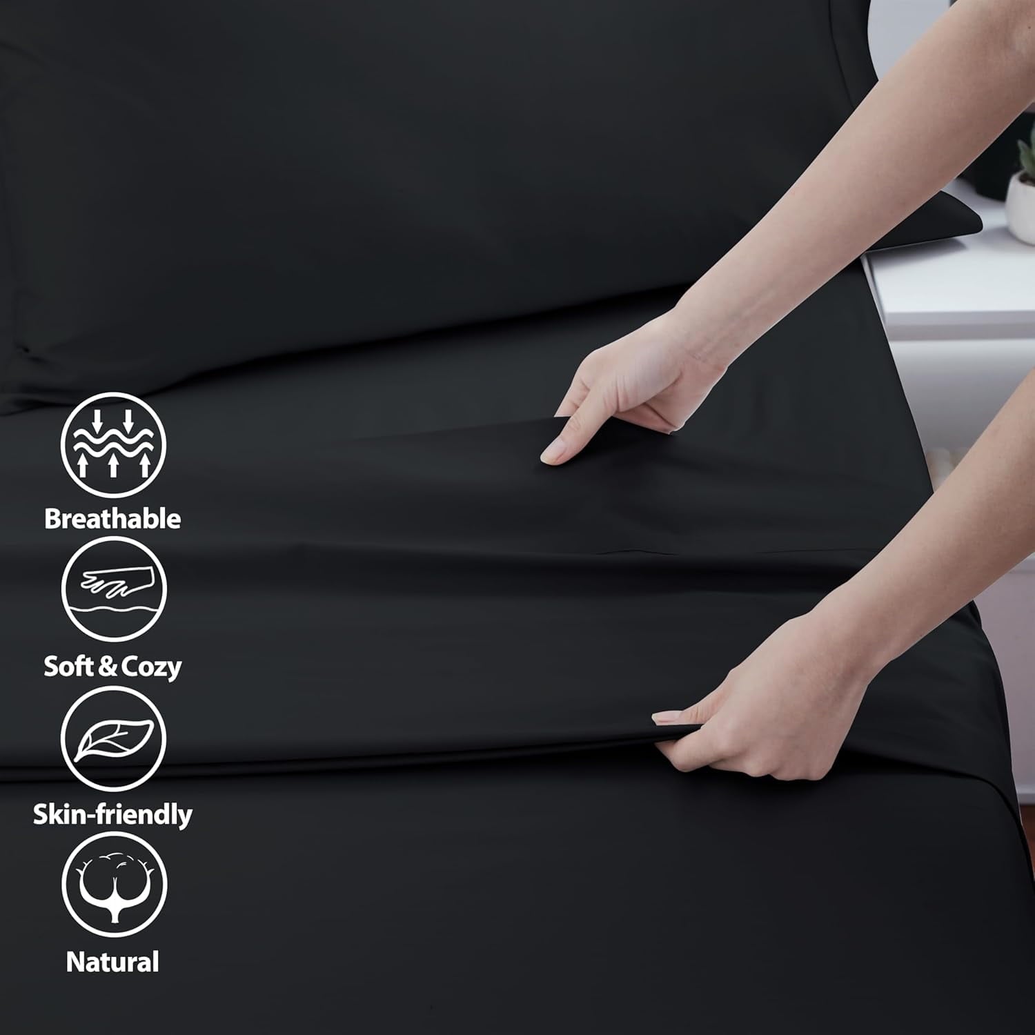 Wrinkle-Resistant Sheet Only, 600 Thread Count 100% Egyptian Top Sheet 1Pcs, Cool & Breathable Bed Sheets Wrinkle, Fade, Stain Resistan... - Breathable Egyptian Cotton Flat & Fitted Sheets Detail