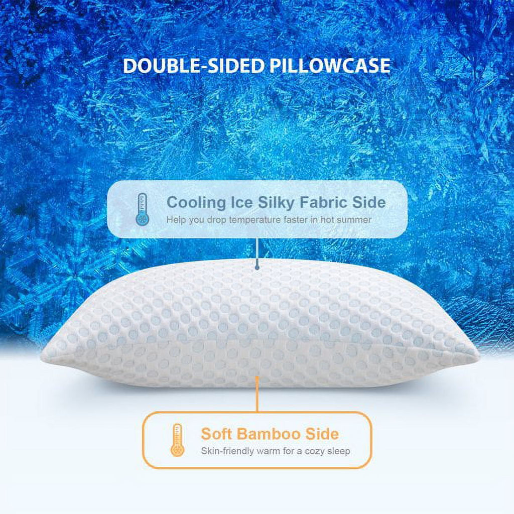 Decorative Plump Cooling Shredded Memory Foam Bed Pillows Adjustable Firm Support Pillow for Side and Back Sleepers Curved Pillows Set... - Orthopedic Shredded Foam Bed Pillow Set Detail