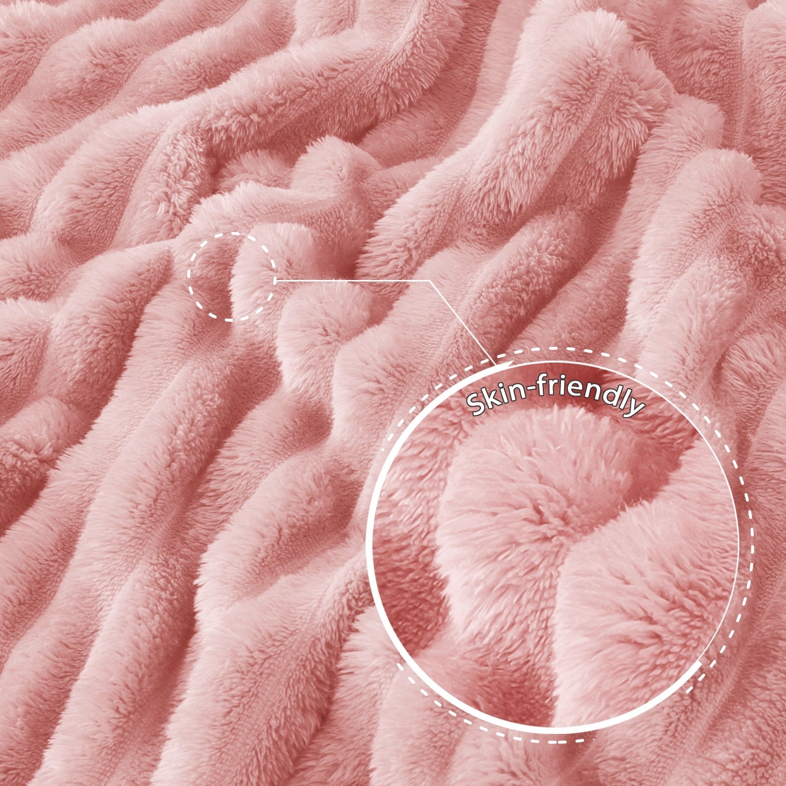 Lightweight Warm Fleece Throw Blanket for Couch, Super Soft 3D Striped Jacquard Blanket, Lightweight Fuzzy Cozy Blankets, Pink, 50"x60" - Luxury Knitted Decorative Throw Blanket with Fringes Detail