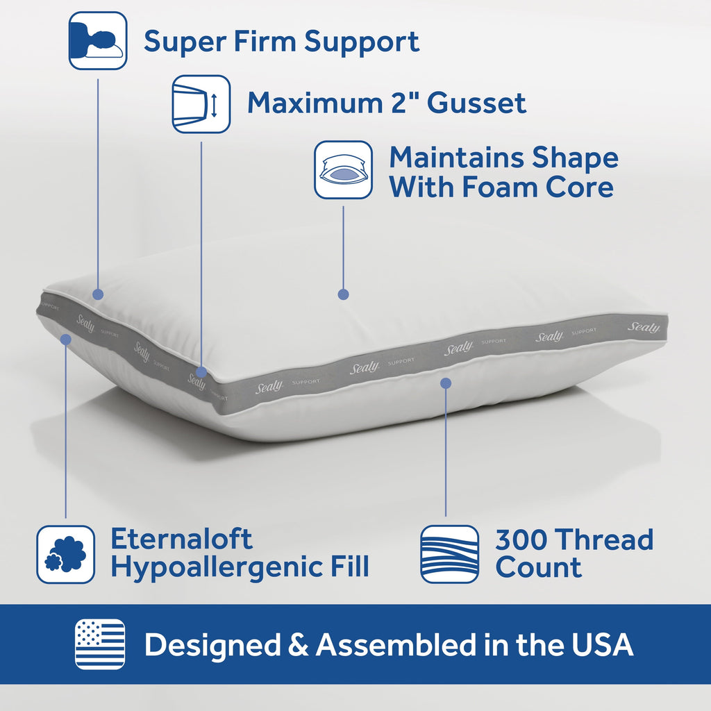 Orthopedic Support Extra Firm Support Foam Core Pillow 2pk, King - Orthopedic Shredded Foam Bed Pillow Set Detail
