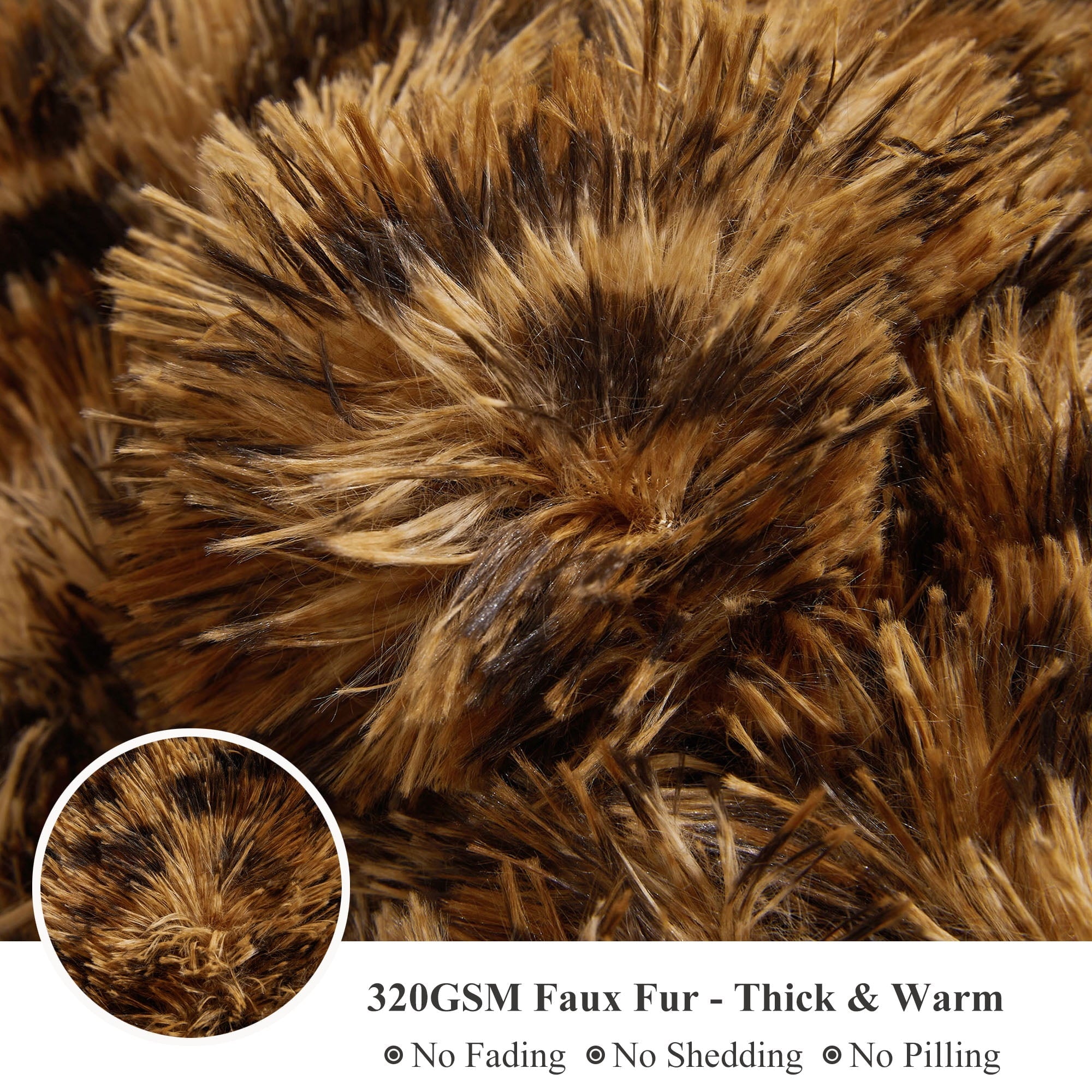 Reversible Sherpa Luxury Faux Fur Leopard Print Throw, Soft 50x60 Cheetah Print Fluffy Blanket, Shaggy Plush Decorative Couch Throw, Cu... - Lightweight Plush Warm Blanket for All Seasons Detail