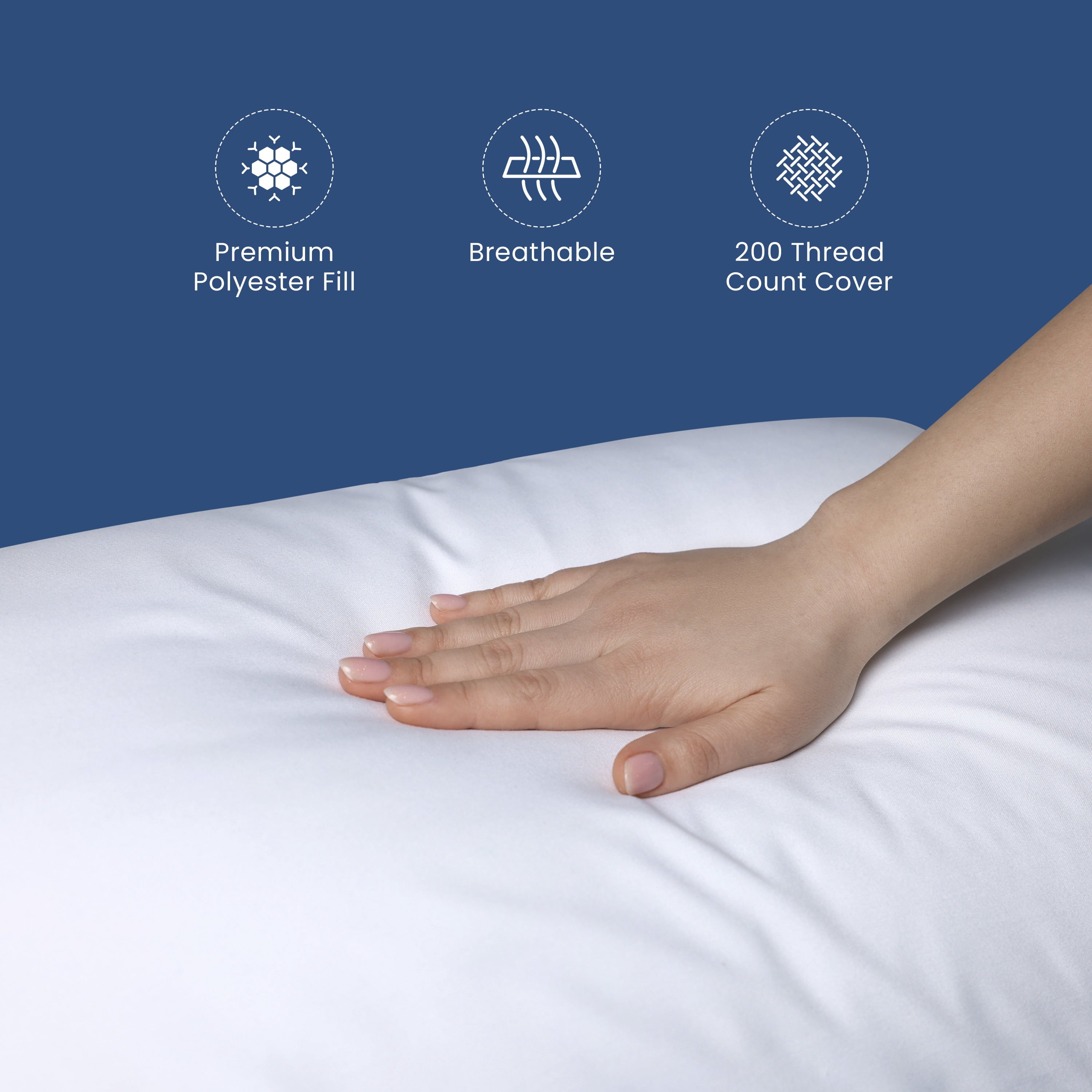 Ergonomic Memory Foam Down Alternative White Euro Pillow Insert 26x26 – Soft & Durable - Decorative Throw Pillow Cushion for Sofa & Bed Detail