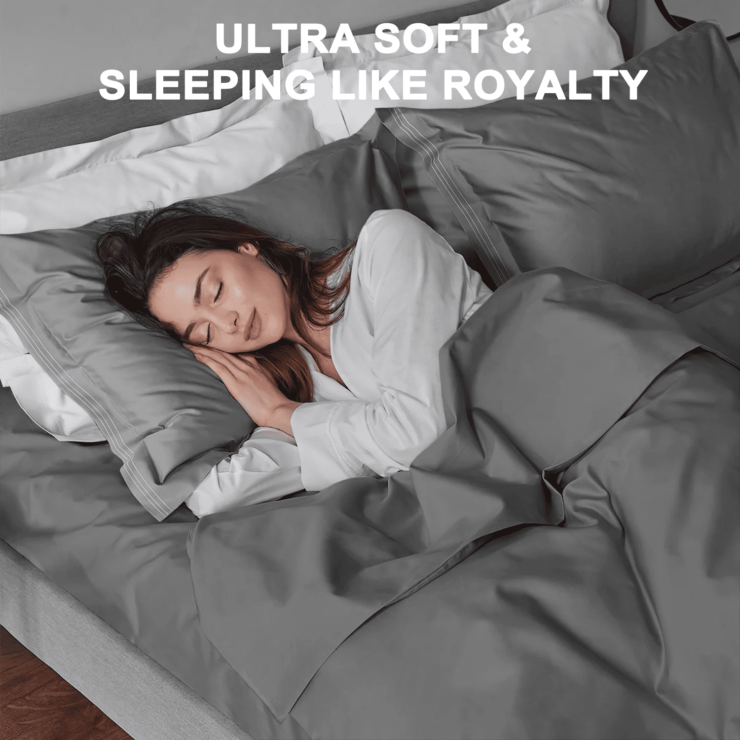 Wrinkle-Resistant 4 Piece Bed Sheet Set, Queen Size Upgraded Cooling Deep Pocket Comfy Breathable Hotel Luxury Bedding, Extra Soft Wrin... - Luxury Bed Sheet Set with Deep Pockets Detail