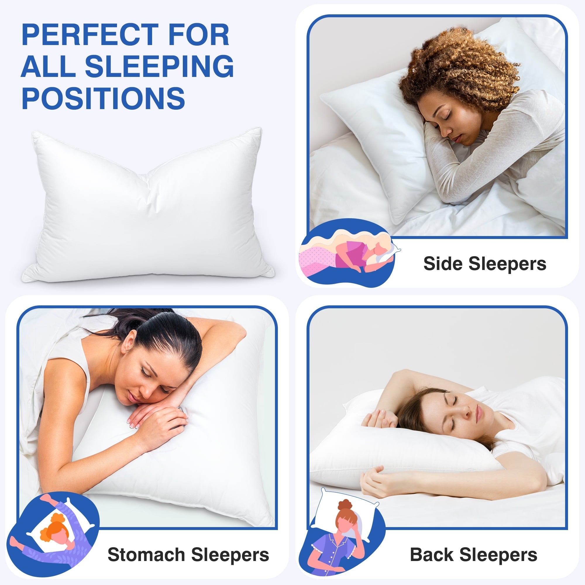 Ergonomic Memory Foam Pillows and Bed Pillows Queen Size for Sleeping,With 2 Set of Soft Cotton Cover- Pack of 2 - Orthopedic Shredded Foam Bed Pillow Set Detail