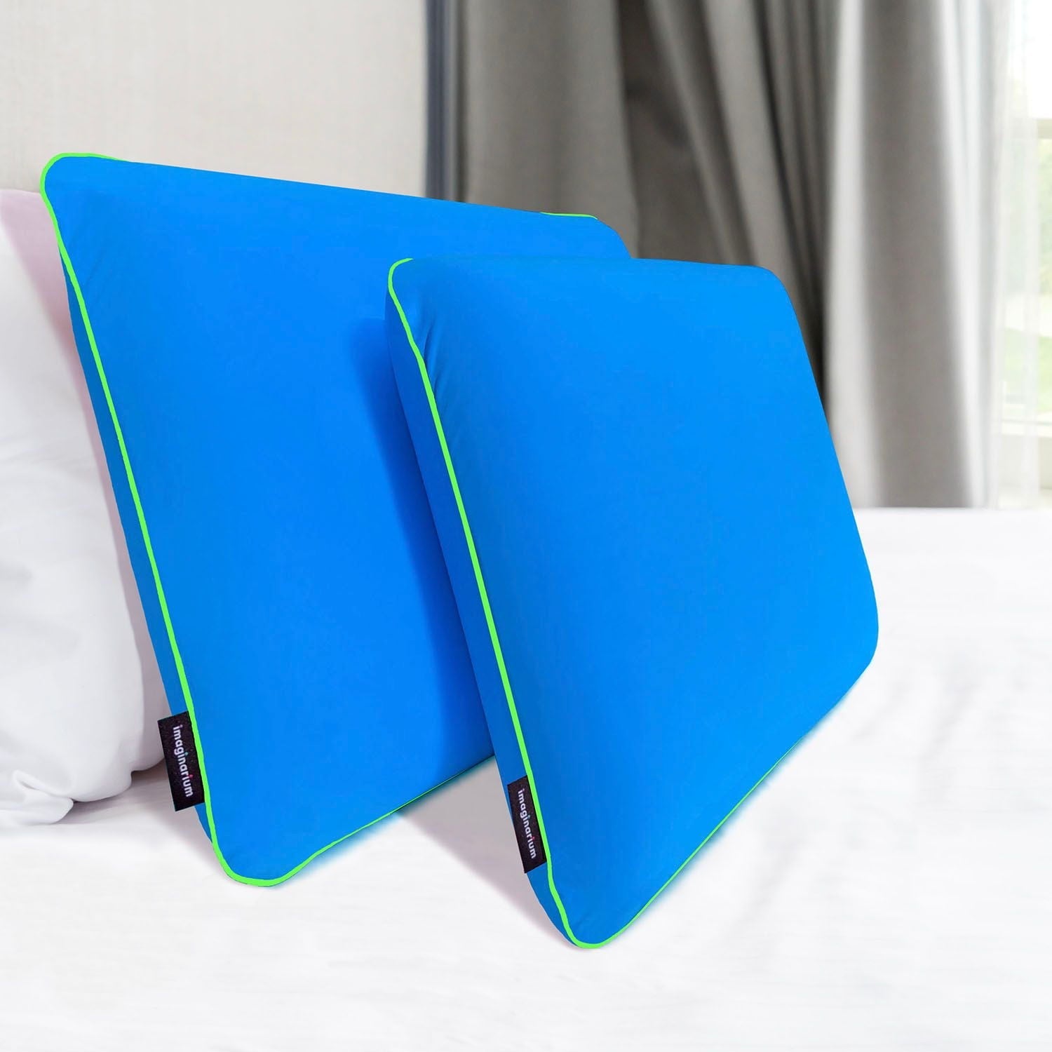 Orthopedic Support Memory Foam Fun Pillow with Cool-to-the-Touch Cover, Standard/Queen, Cosmic Blue, 2 Pack - Orthopedic Shredded Foam Bed Pillow Set Detail