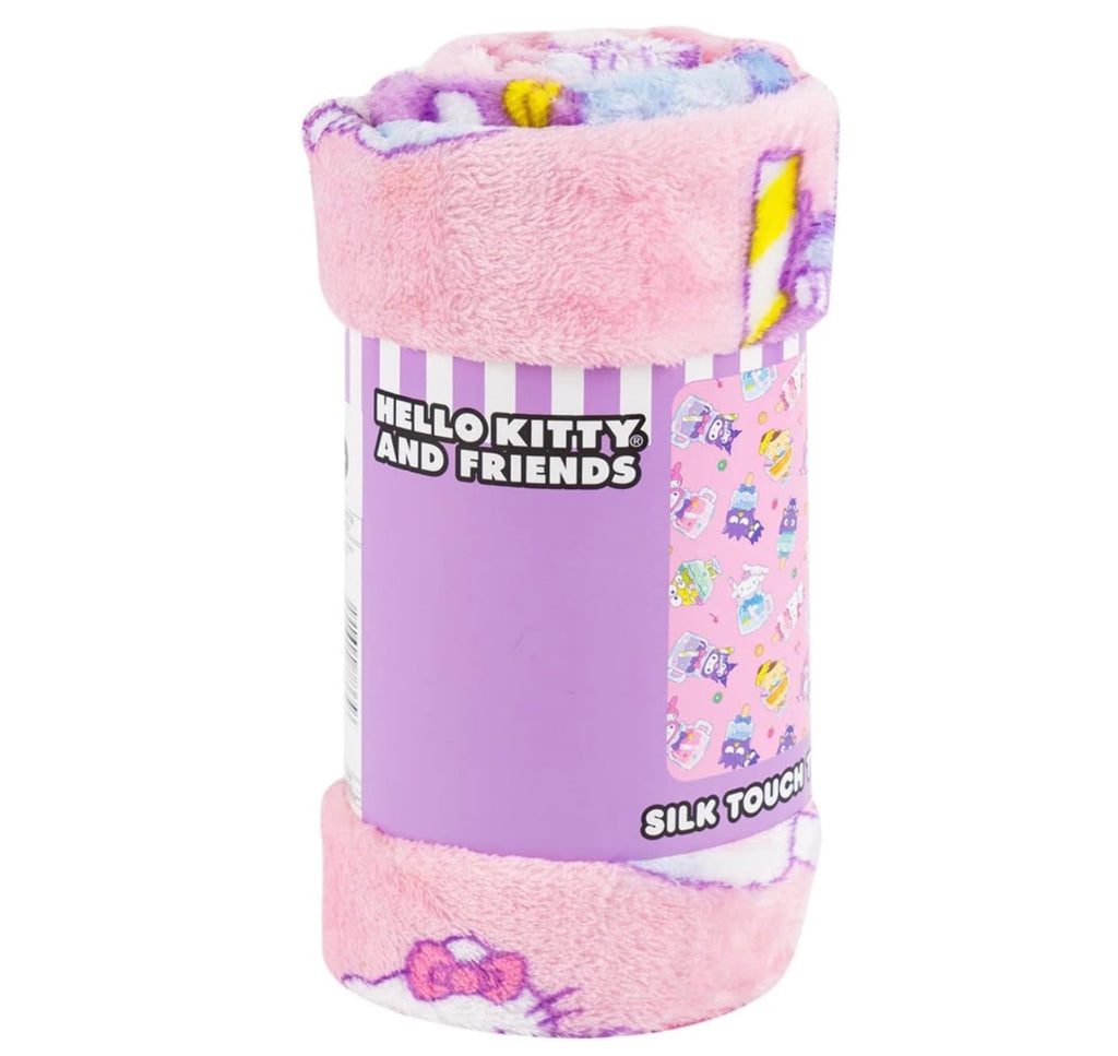 Reversible Sherpa Hello Kitty Soft and Friends Silky Fleece Throw 40"x50" Kids Blanket "Cool Treat" - Super Soft Reversible Sherpa Flannel Blanket Detail