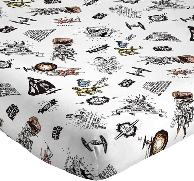Cooling Sateen T-Shirt Comic 3 Piece Twin Size Bed Sheets Set - Disney Space Theme Bedding - Luxury Bed Sheet Set with Deep Pockets Detail