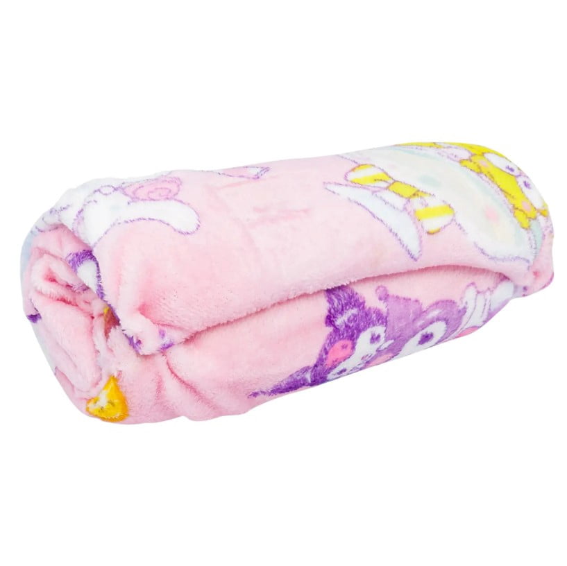 Reversible Sherpa Hello Kitty Soft and Friends Silky Fleece Throw 40"x50" Kids Blanket "Cool Treat" - Super Soft Reversible Sherpa Flannel Blanket Detail