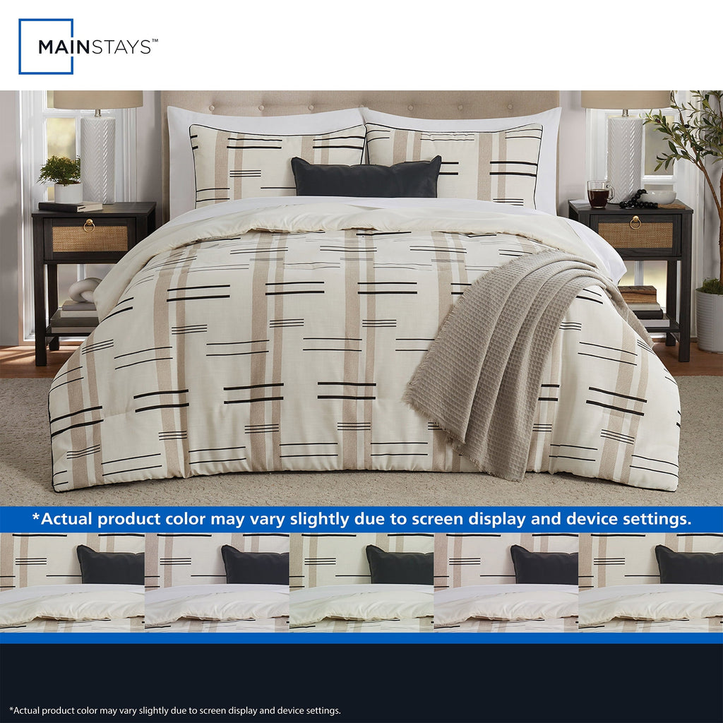 All-Season Full/Queen Comforter Set, All-Season, 5-Piece, Tan Modern - Cloud-Like Soft Lightweight Bed Comforter Detail