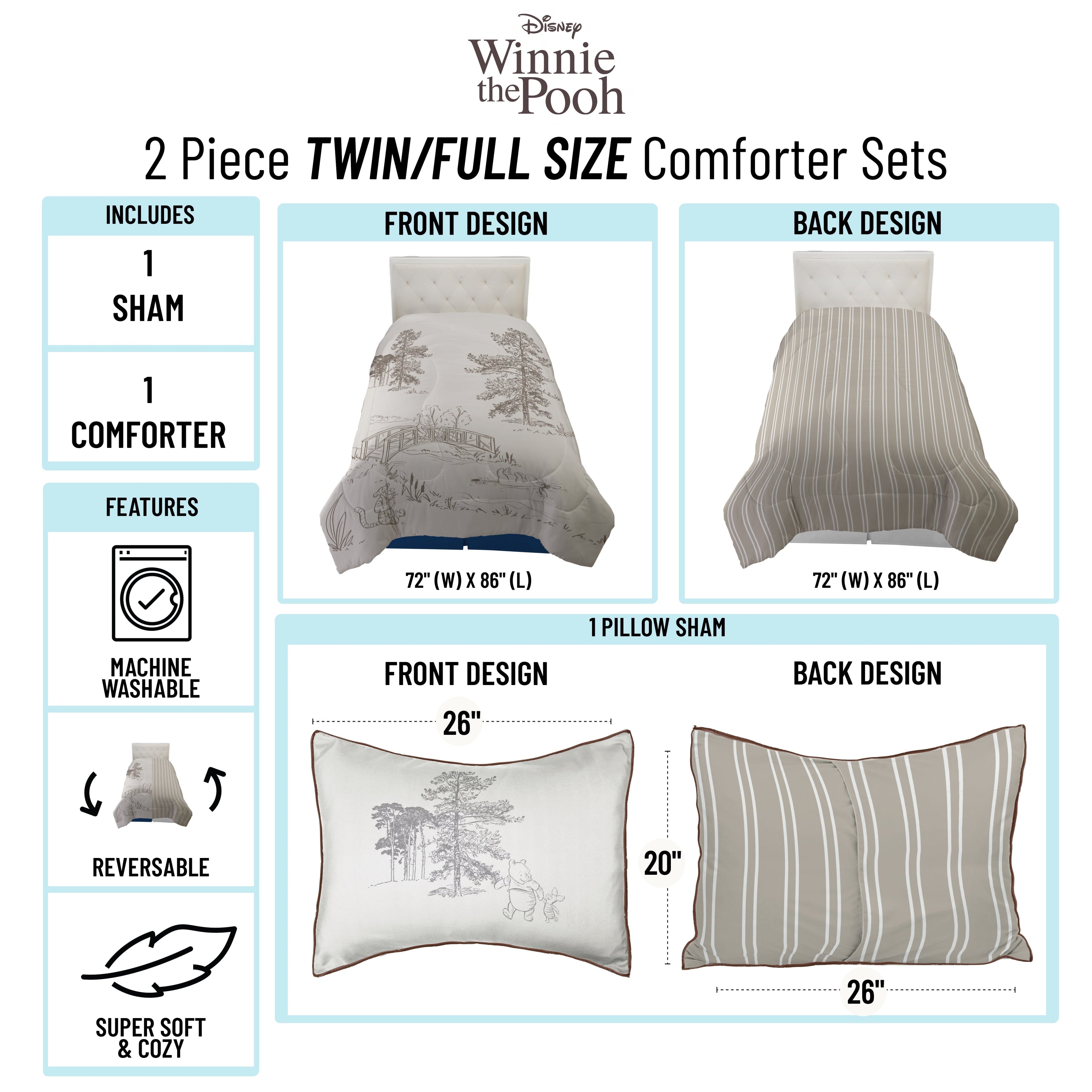 Heavyweight Warmth Kids 2 Piece Khaki Comforter and Sham Bedding Set, Twin/Full - Hypoallergenic Ultra-Fluffy Quilt for Winter Detail