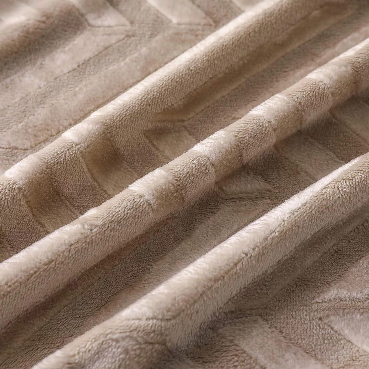 Decorative Knitted Soft Flannel Fleece Lightweight 50"x60" Throw Blanket, Brushed Chevron Design Fluffy Plush Cozy Blanket for All Seaso... - Cozy Fleece Throw Blanket for Couch & Bed Detail