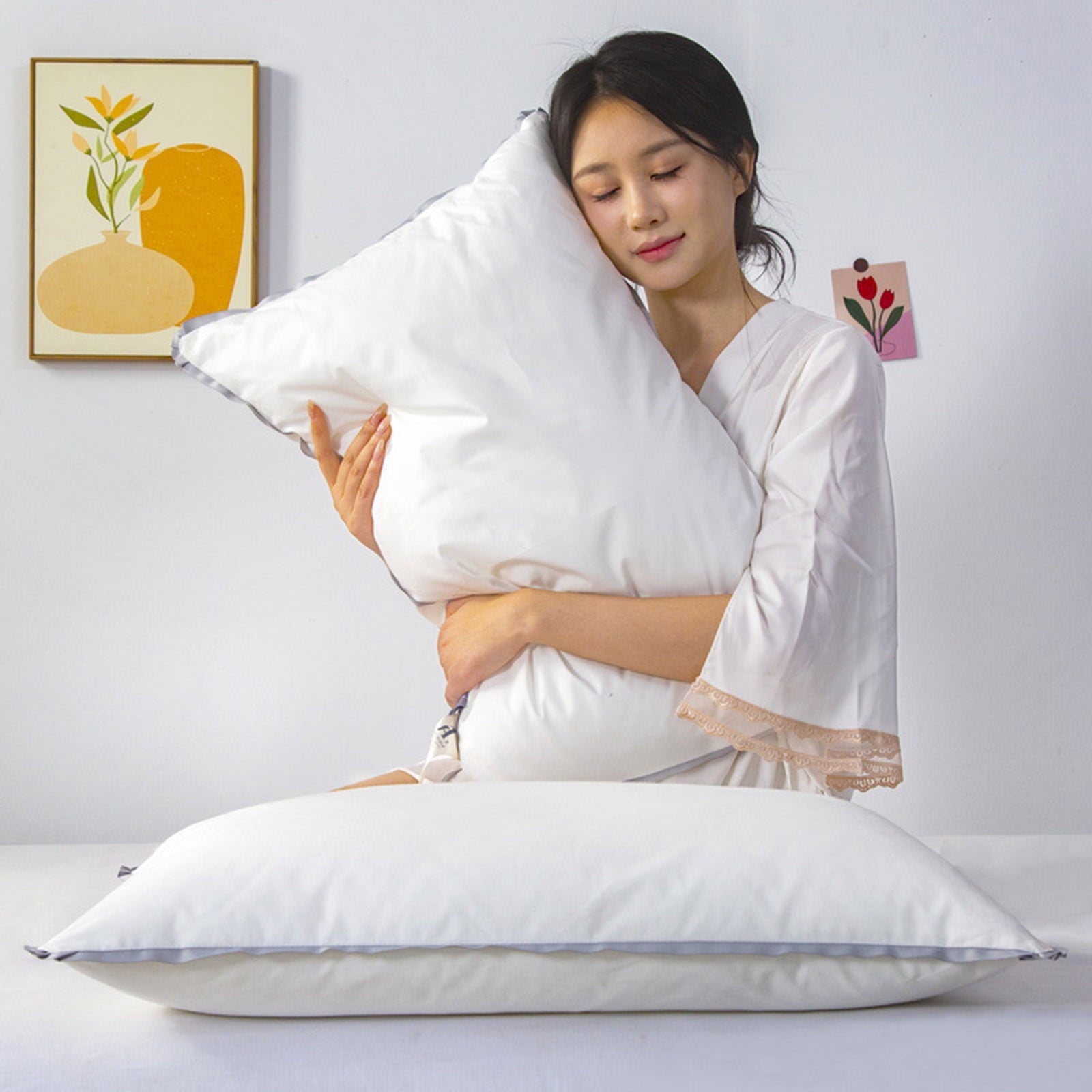 Orthopedic Support Bed Pillows for Sleeping, Soft and Supportive Bed Pillow Hotel Collection Pillow, Comfortable Pillow for Side and Bac... - Orthopedic Shredded Foam Bed Pillow Set Detail