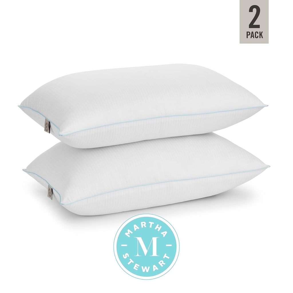 Ergonomic Memory Foam Classic Stripe Bed Pillows Standard / Queen Size Set Of 2, Enhanced Loft Plush Pillow for All Sleep Positions, 20" x ... - Ergonomic Memory Foam Pillow for Neck Pain Support Detail