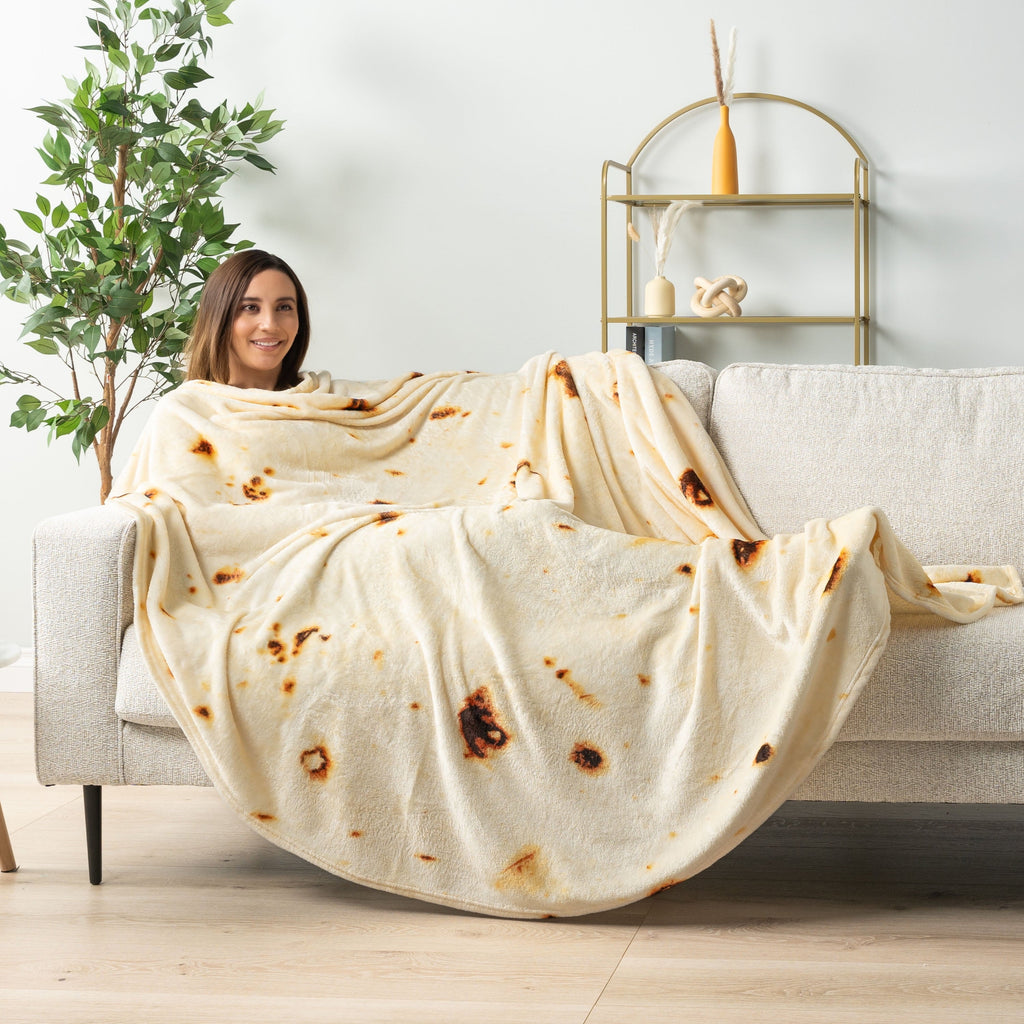 Super Soft Flannel Burrito Tortilla Blanket, Double Sided Taco Flour Wrap Novelty Throw for Adult Kid Teen, Realistic Food Blanket, Funn... - Lightweight Plush Warm Blanket for All Seasons Detail