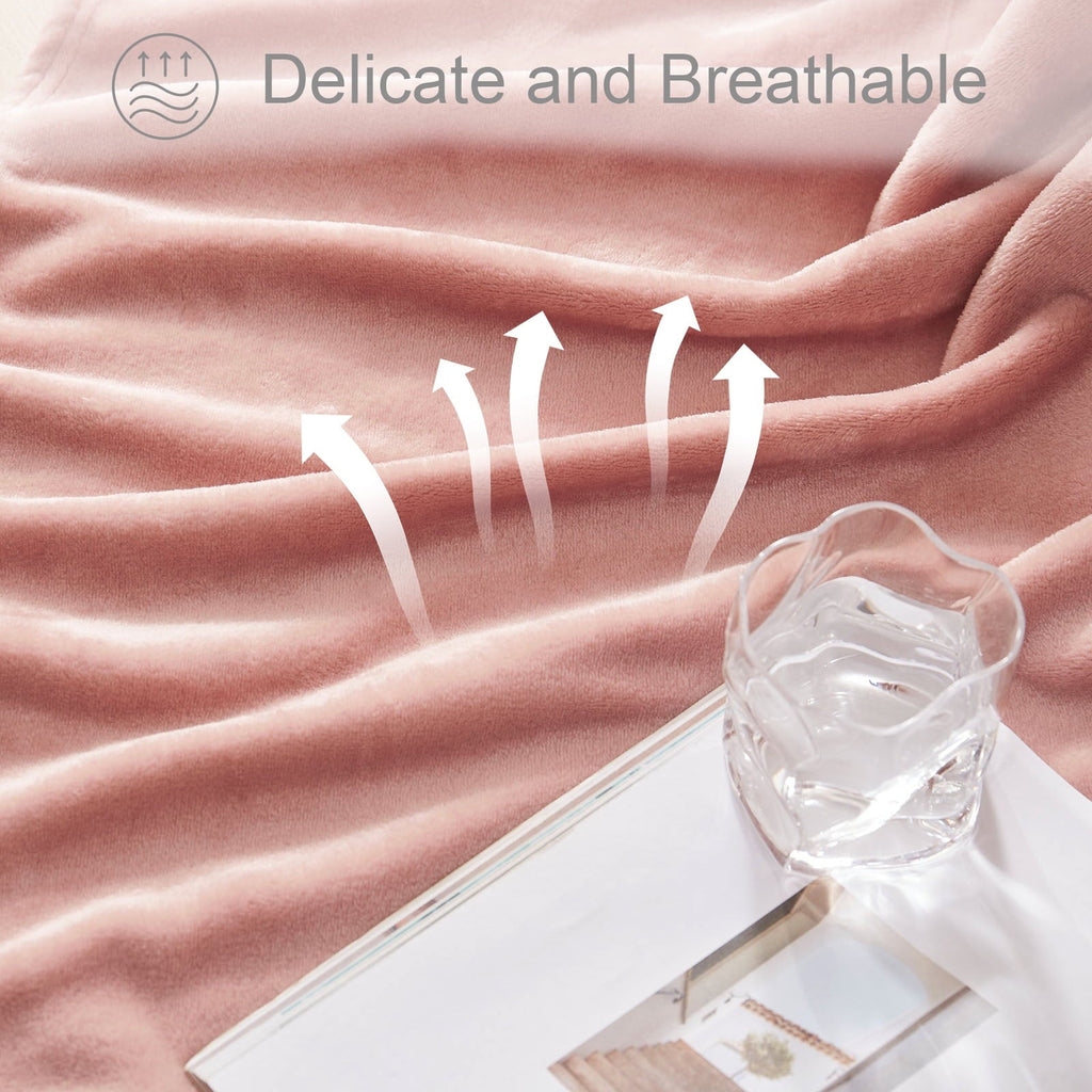 Decorative Knitted Large Flannel Fleece Velvet Plush Throw Blanket - 50" x 70" (Pink) - Super Soft Reversible Sherpa Flannel Blanket Detail