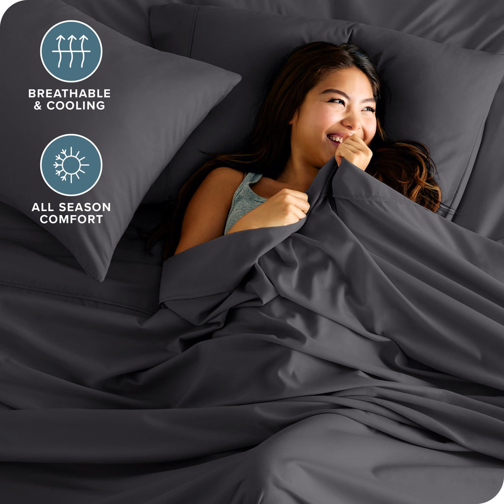 Wrinkle-Resistant Luxury Bed Sheet Set- 6 Piece - Queen, Gray - Luxury Bed Sheet Set with Deep Pockets Detail
