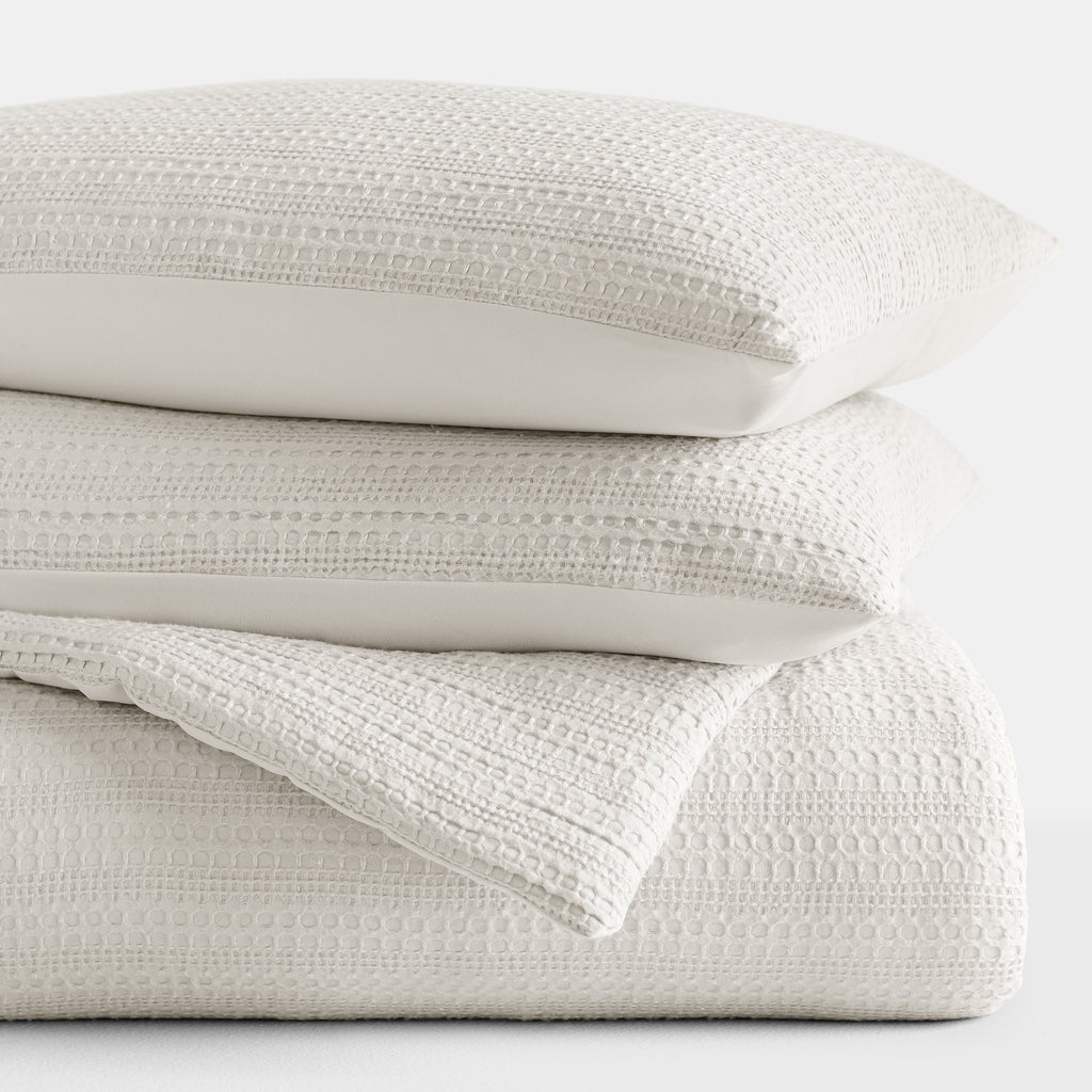 All-Season Textured Waffle Comforter Set ins Natural Waffle Comforter Bedding Sets, King/Cal King Size Bedding - All-Season Down Alternative Comforter Insert Detail
