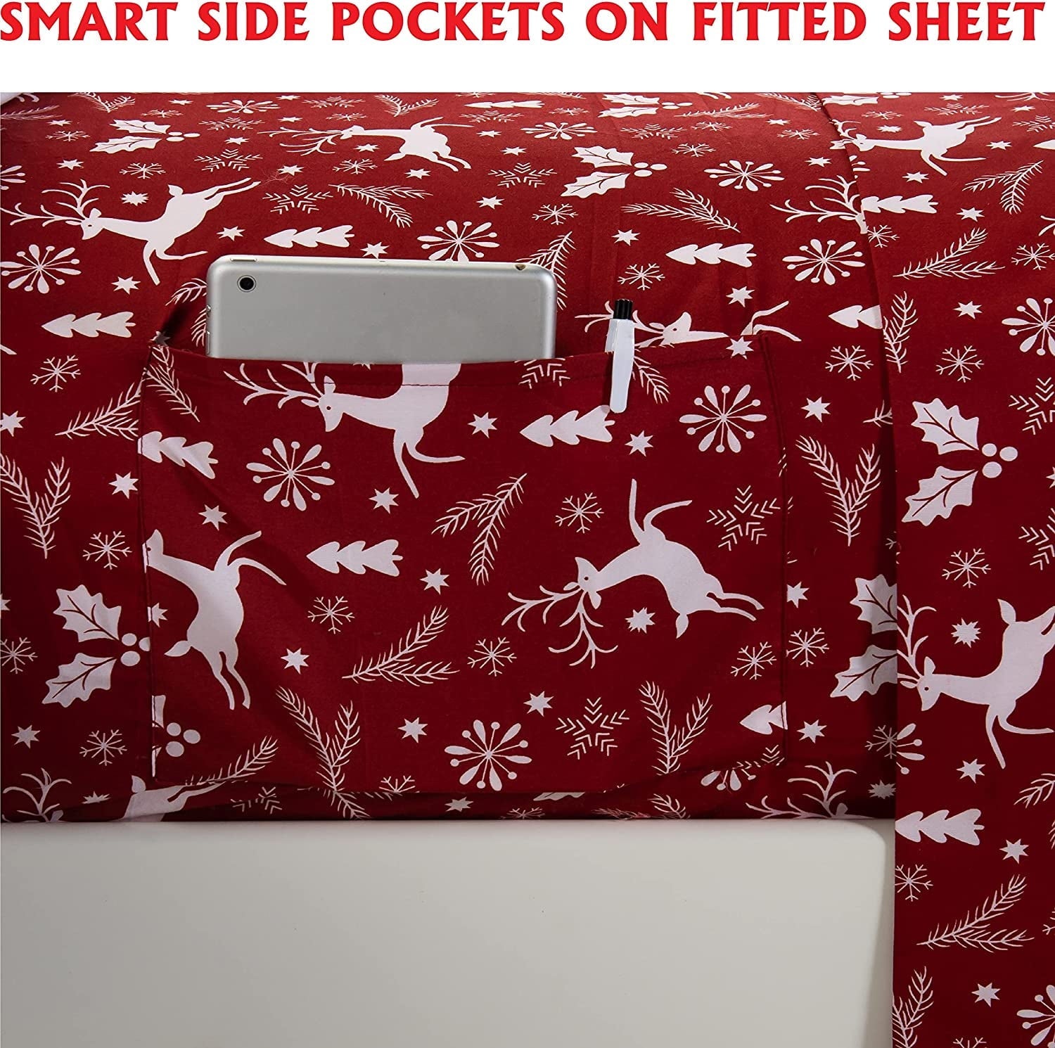 Premium Egyptian Cotton Luxury Soft Bed Sheets Holiday Pattern 1500 Thread Count Percale Egyptian Quality Softness Wrinkle and Fade Resistant... - Luxury Bed Sheet Set with Deep Pockets Detail