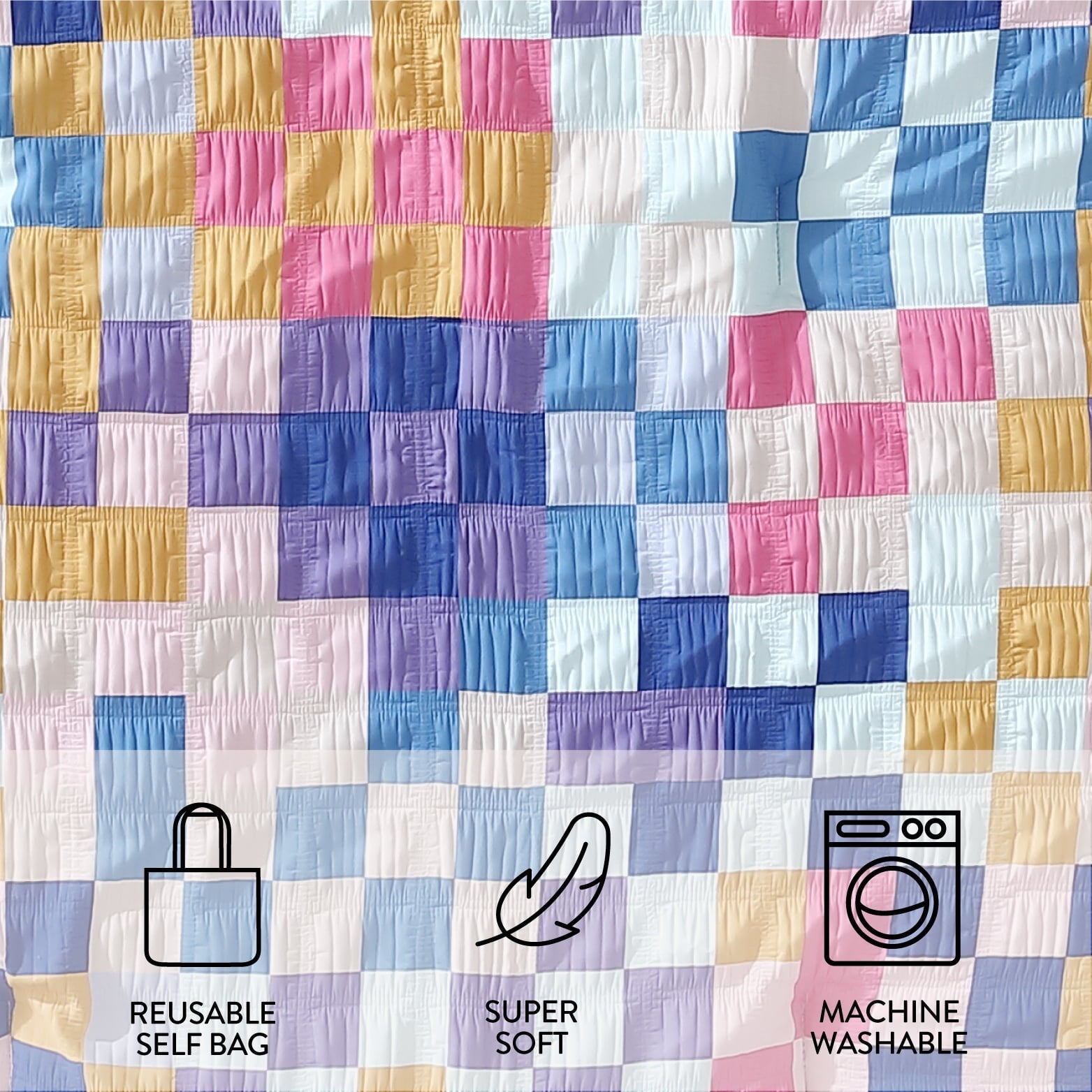 All-Season 2-Piece Textured Multi-Check Comforter Set, Twin/TwinXL - Hypoallergenic Ultra-Fluffy Quilt for Winter Detail
