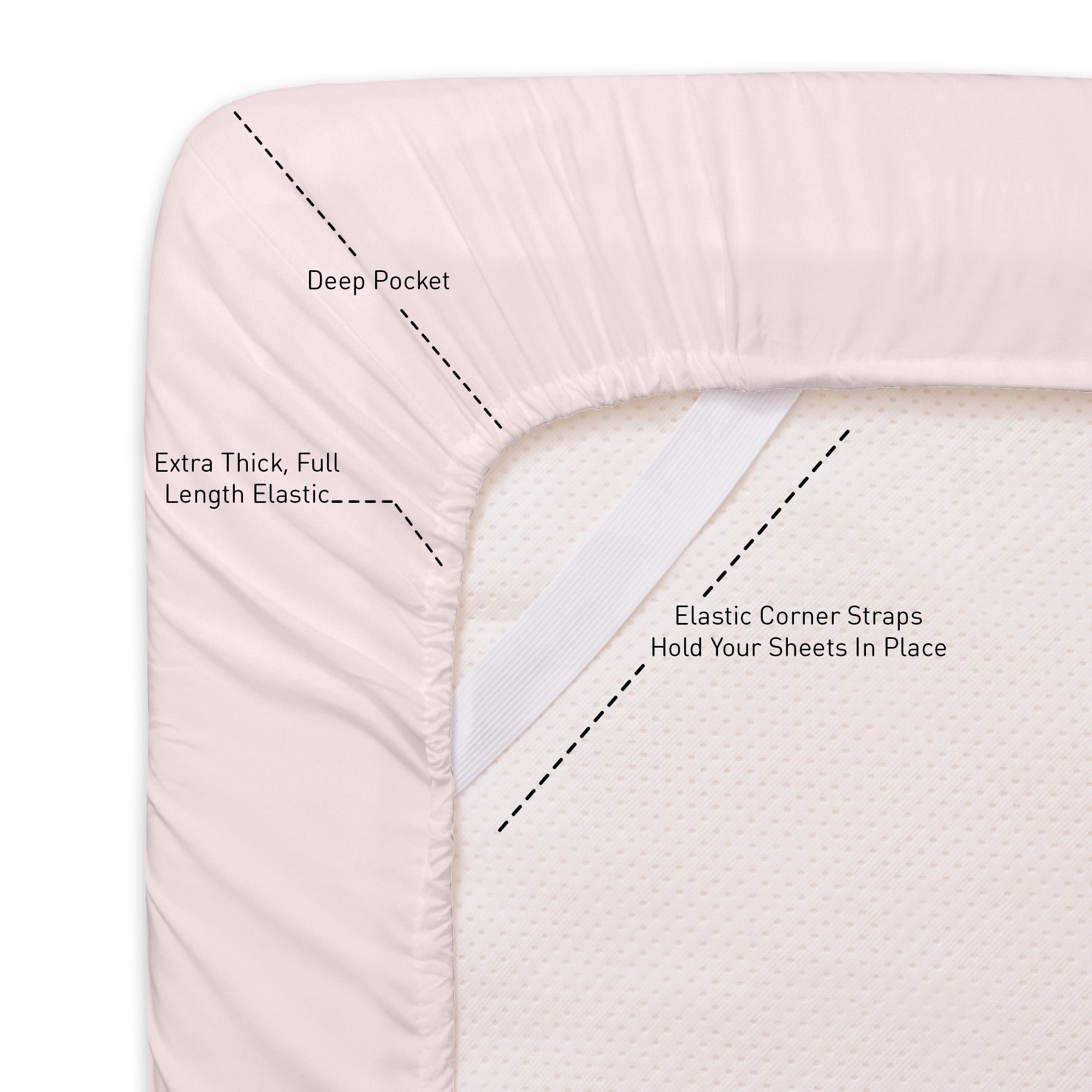 Luxurious Quilted Supreme 7 Piece Bed-In-A-Bag All Season Solid Comforter & Sheet Set, Full, Pale Pink - Luxurious Quilted Duvet Cover Set Detail