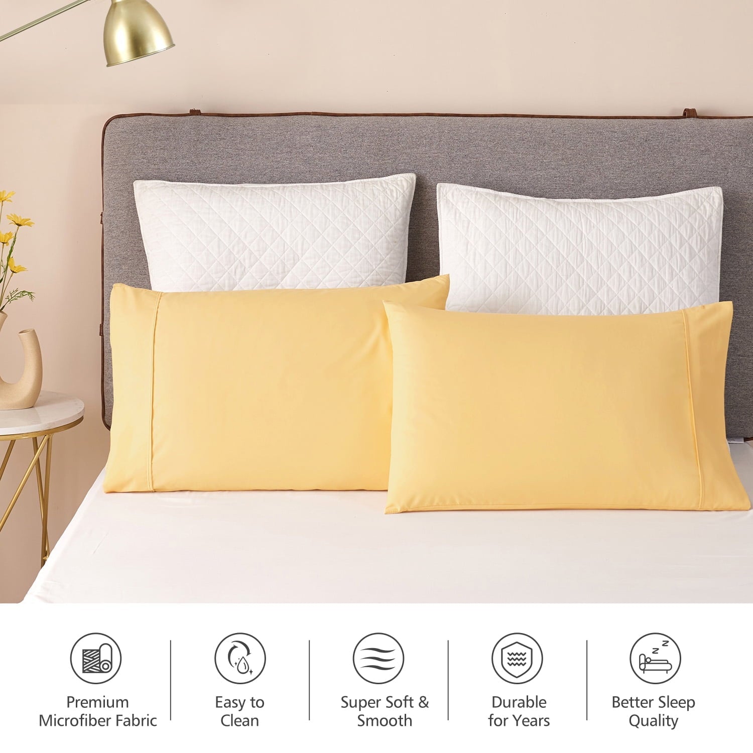 Fluffy Shredded Solid Print Pillow Cases, King, Beige, 2-Pieces - Decorative Throw Pillow Cushion for Sofa & Bed Detail