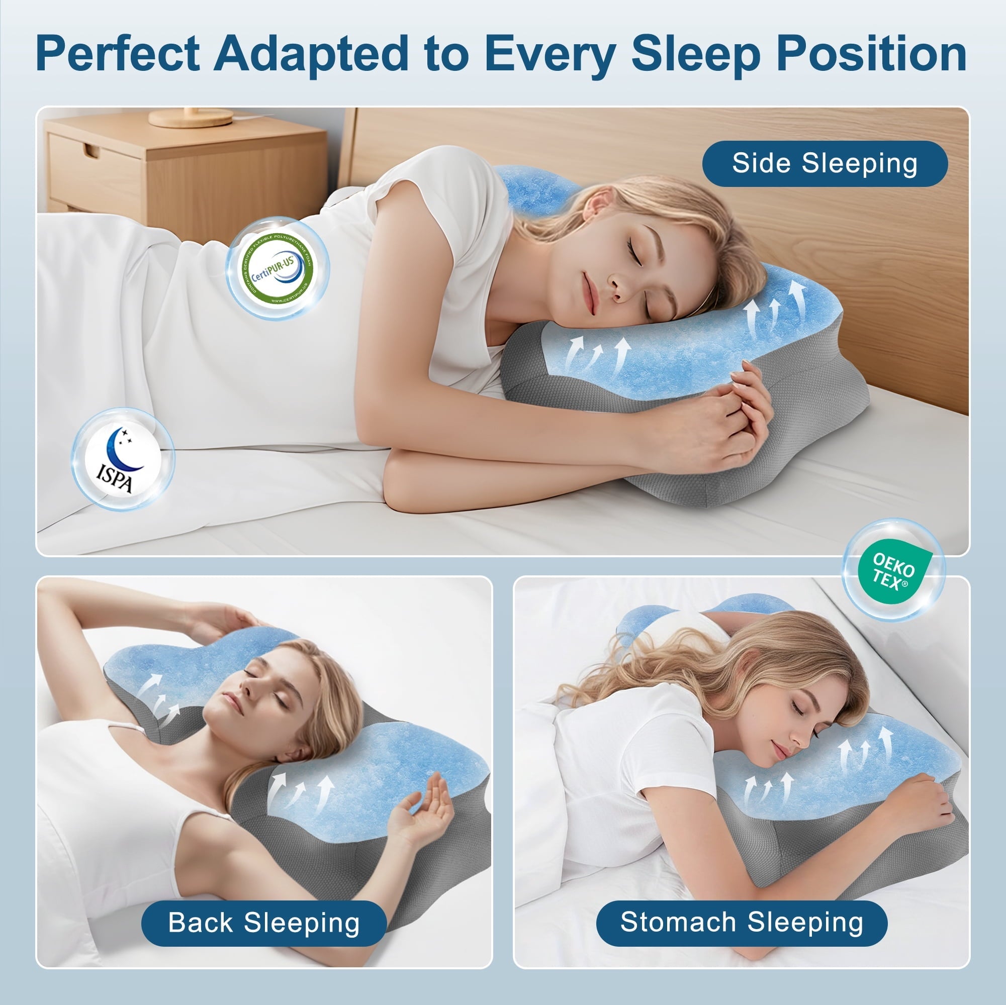 Hotel Collection Memory Foam Cervical Pillow for Sleeping Support - Orthopedic Bed Pillow for Neck, Shoulder Pain Relief, Adults, Side... - Hotel Quality Plush Sleeping Pillows Detail