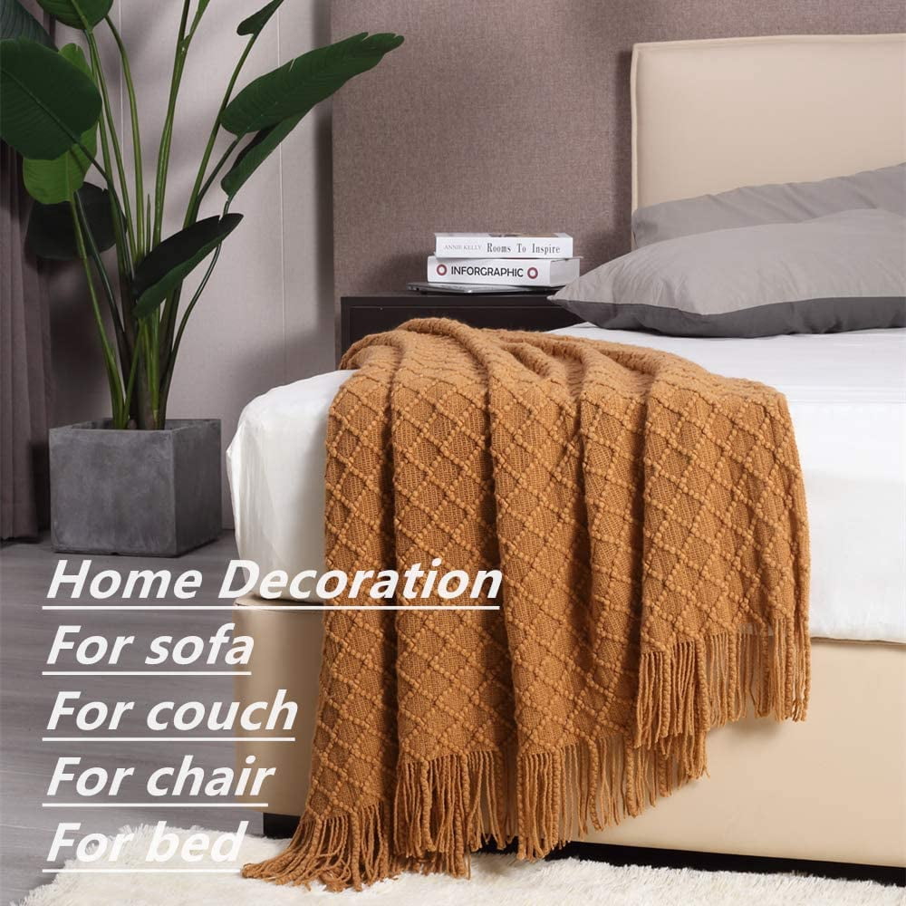 Cozy Fleece Home Decor Rustic Couch Sofa Chair Bed Throw Blanket, Soft Warm Light Weight in Spring Summer (50''X60'' Brown) - Lightweight Plush Warm Blanket for All Seasons Detail