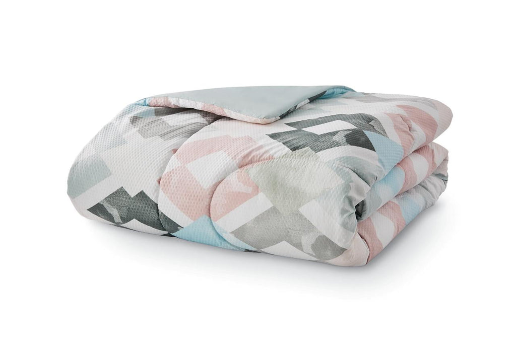 All-Season Reversible Marble Diamond 8-Piece Bed in a Bag Bedding Set, Twin/Twin XL - Luxurious Quilted Duvet Cover Set Detail