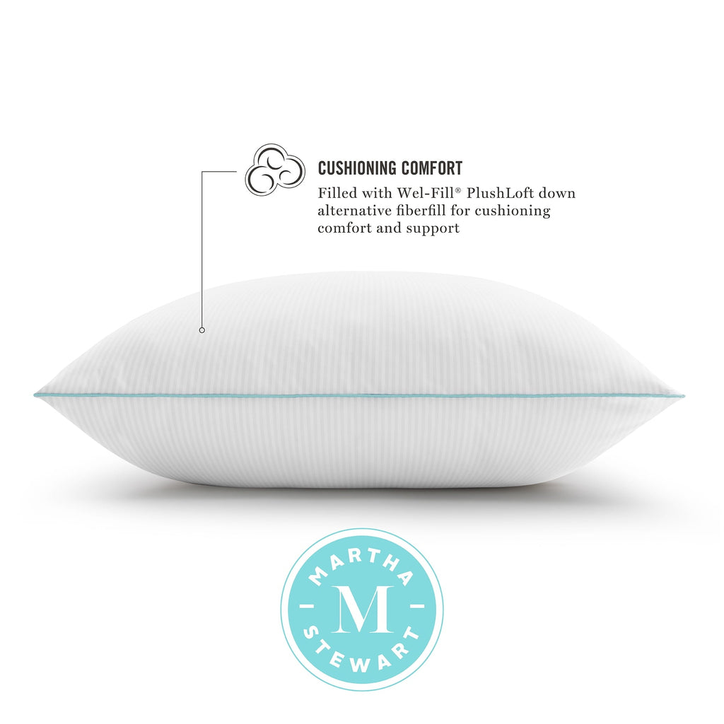 Ergonomic Memory Foam Classic Stripe Bed Pillows Standard / Queen Size Set Of 2, Enhanced Loft Plush Pillow for All Sleep Positions, 20" x ... - Ergonomic Memory Foam Pillow for Neck Pain Support Detail
