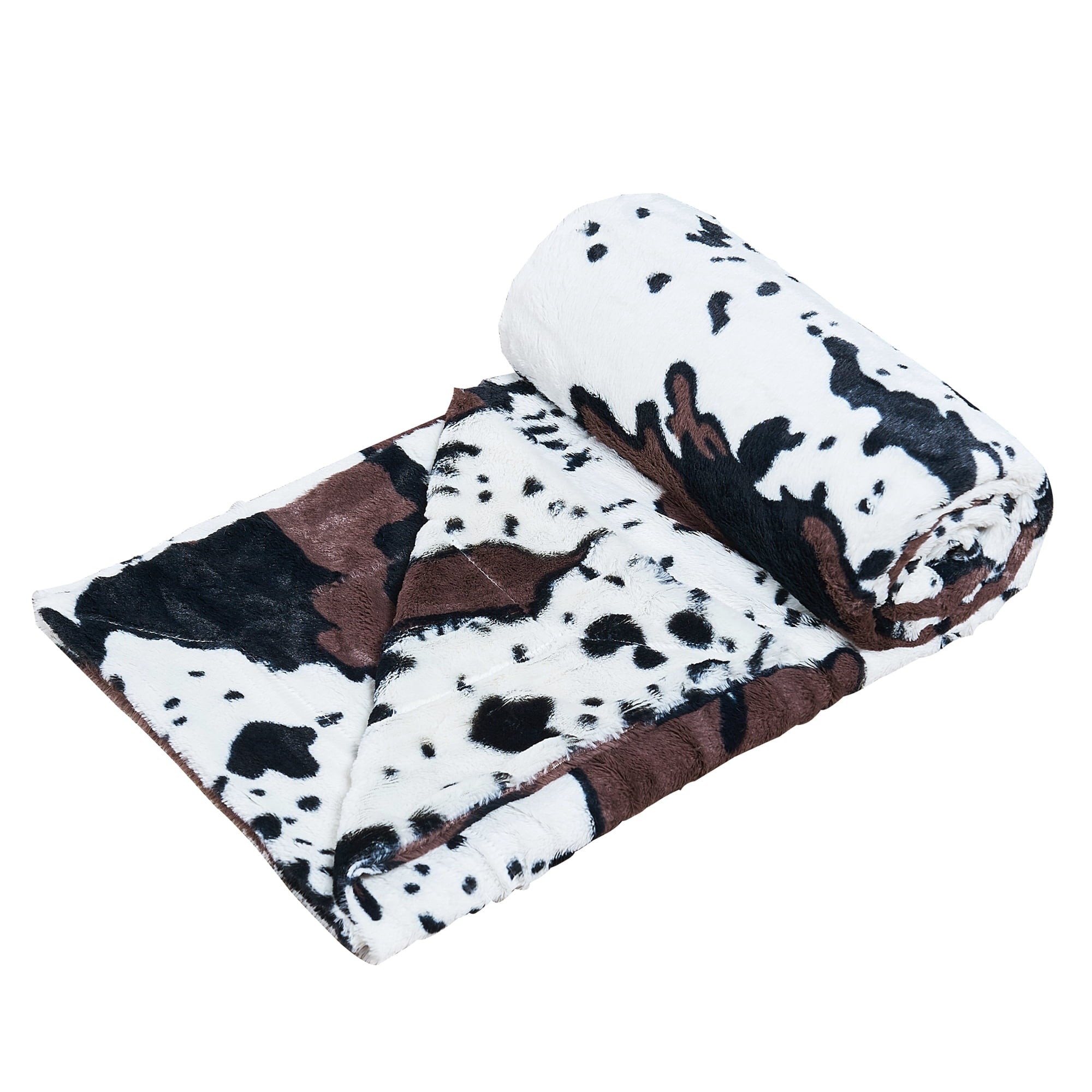 Super Soft Flannel Cow Print Double Sided Faux Fur Throw Blanket, Soft Cozy Fuzzy Black and White Throw, 50x60 inches - Super Soft Reversible Sherpa Flannel Blanket Detail