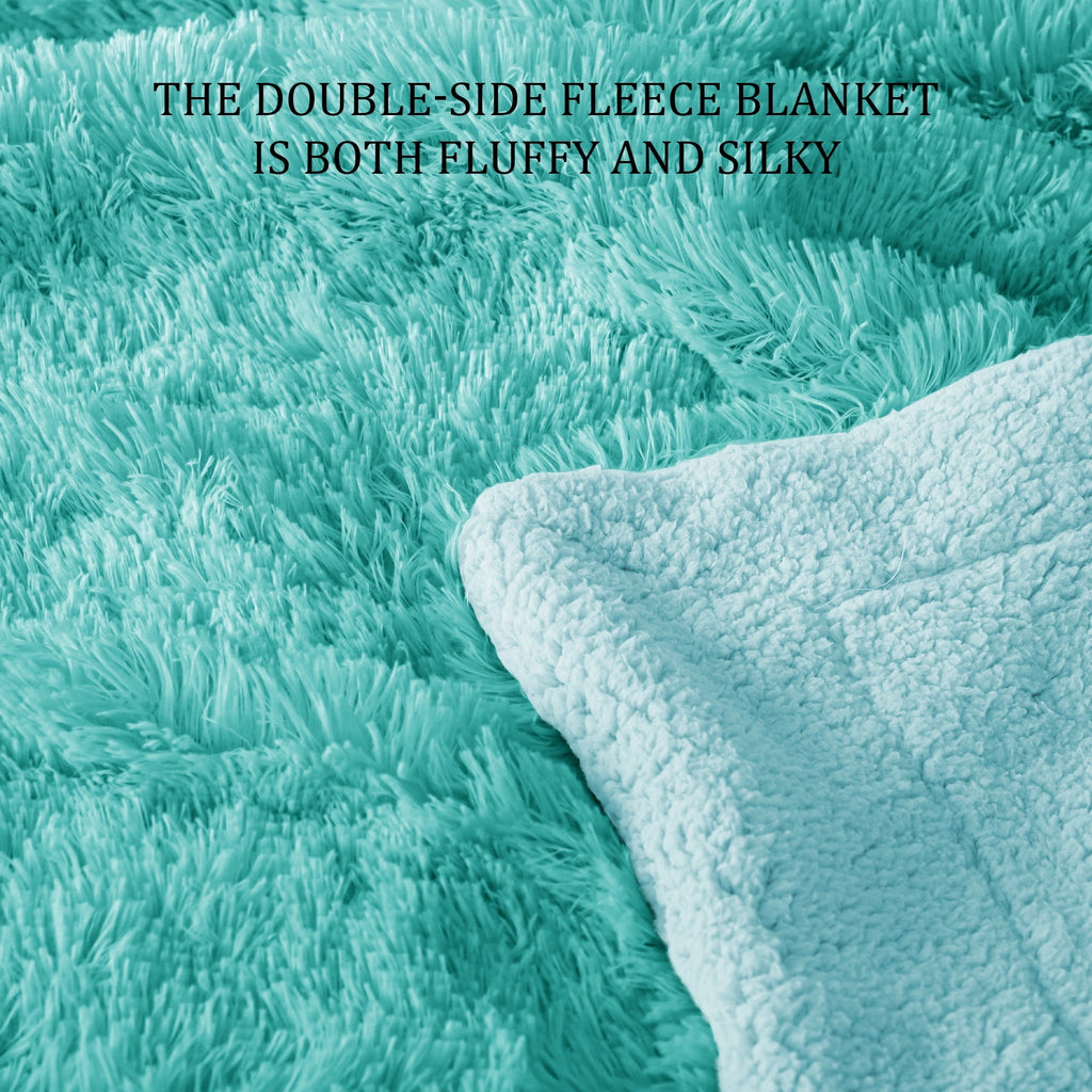 Lightweight Warm Fuzzy Faux Fur Throw Blanket, Reversible Shaggy Sherpa Fleece Blankets,Fluffy Plush Warm Throws for Couch, Bed, 50x60... - Super Soft Reversible Sherpa Flannel Blanket Detail