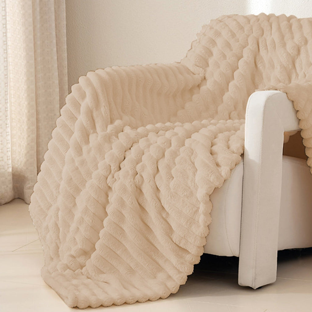 Lightweight Warm Extra Large Throw Blanket for Couch Home Office Hotel 100% Cotton Super Soft Blanket for Adult 47"x70" Khaki - Luxury Knitted Decorative Throw Blanket with Fringes Detail