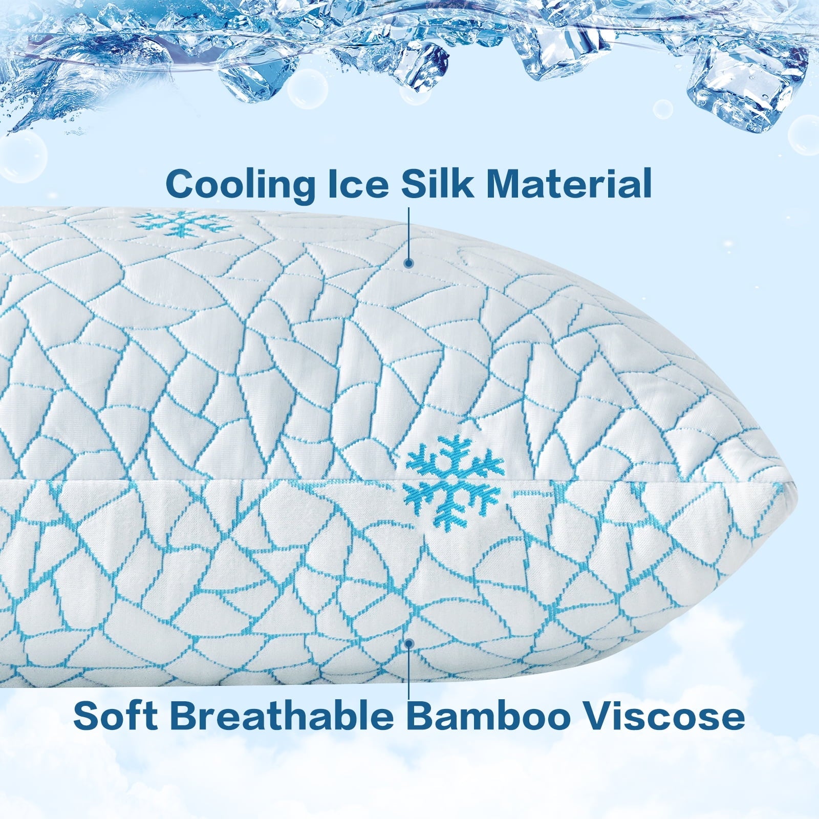 Ergonomic Memory Foam Cooling Memory Foam Queen Pillows Set of 2,Adjustable Support & Heat Dissipation Tech for Side,Back,Stomach & Hot Sle... - Decorative Throw Pillow Cushion for Sofa & Bed Detail
