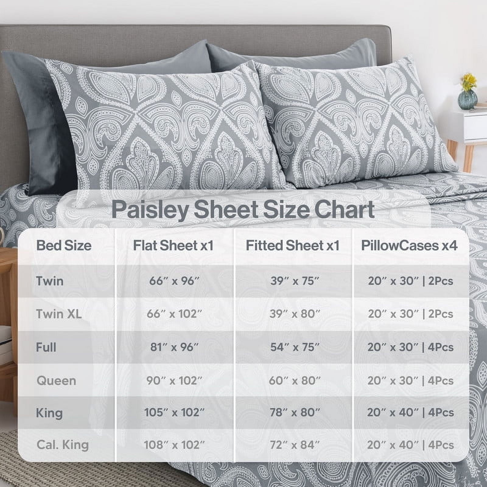 Breathable Luxury 6-Piece Bed Sheet Set, Deep Pocket Queen Sheets Up to 16 Inch, 1 Flat Sheet , 1 Fitted Sheet & 4 Pillowcases (Queen, ... - Breathable Egyptian Cotton Flat & Fitted Sheets Detail