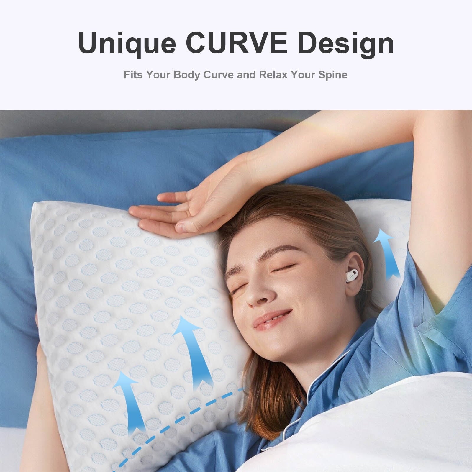 Decorative Plump Cooling Shredded Memory Foam Bed Pillows Adjustable Firm Support Pillow for Side and Back Sleepers Curved Pillows Set... - Orthopedic Shredded Foam Bed Pillow Set Detail